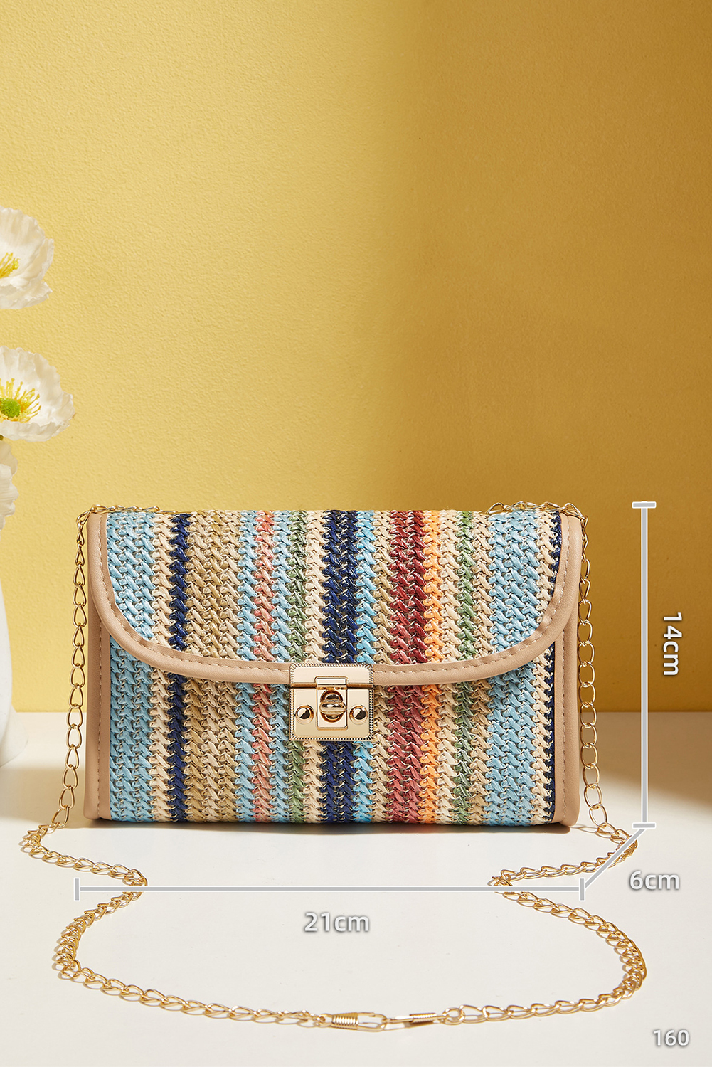 Iceland Blue Striped Crochet Flapped Single Shoulder Bag - loveforevers