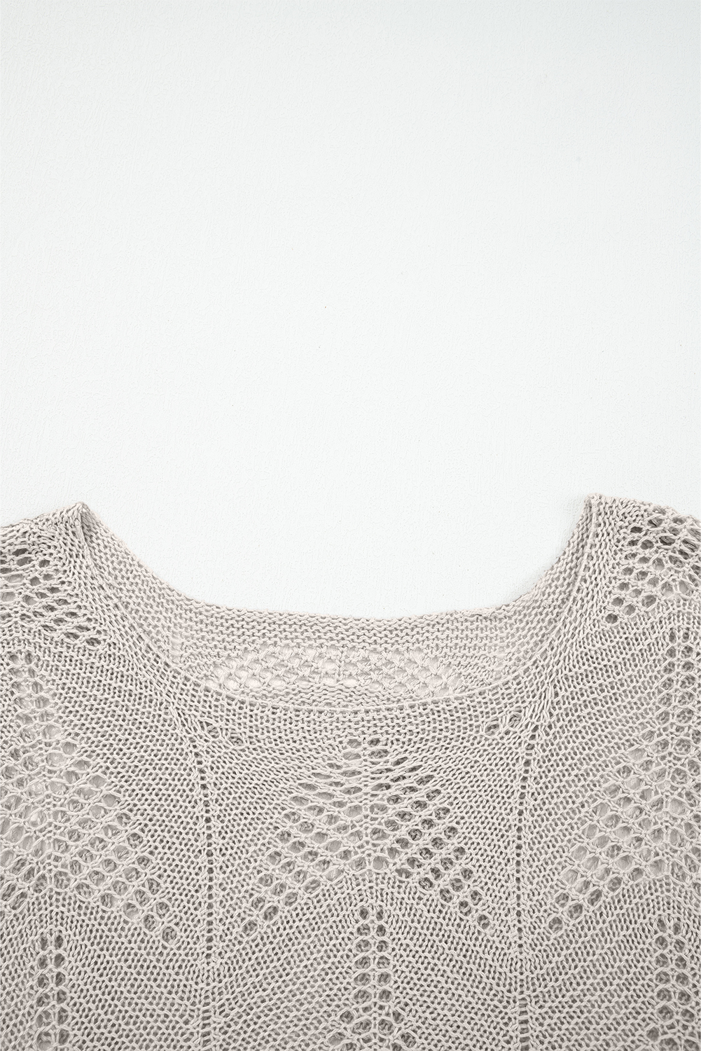 Navy Blue Hollow Out Knit 7/8 Sleeve Casual Sweater - loveforevers