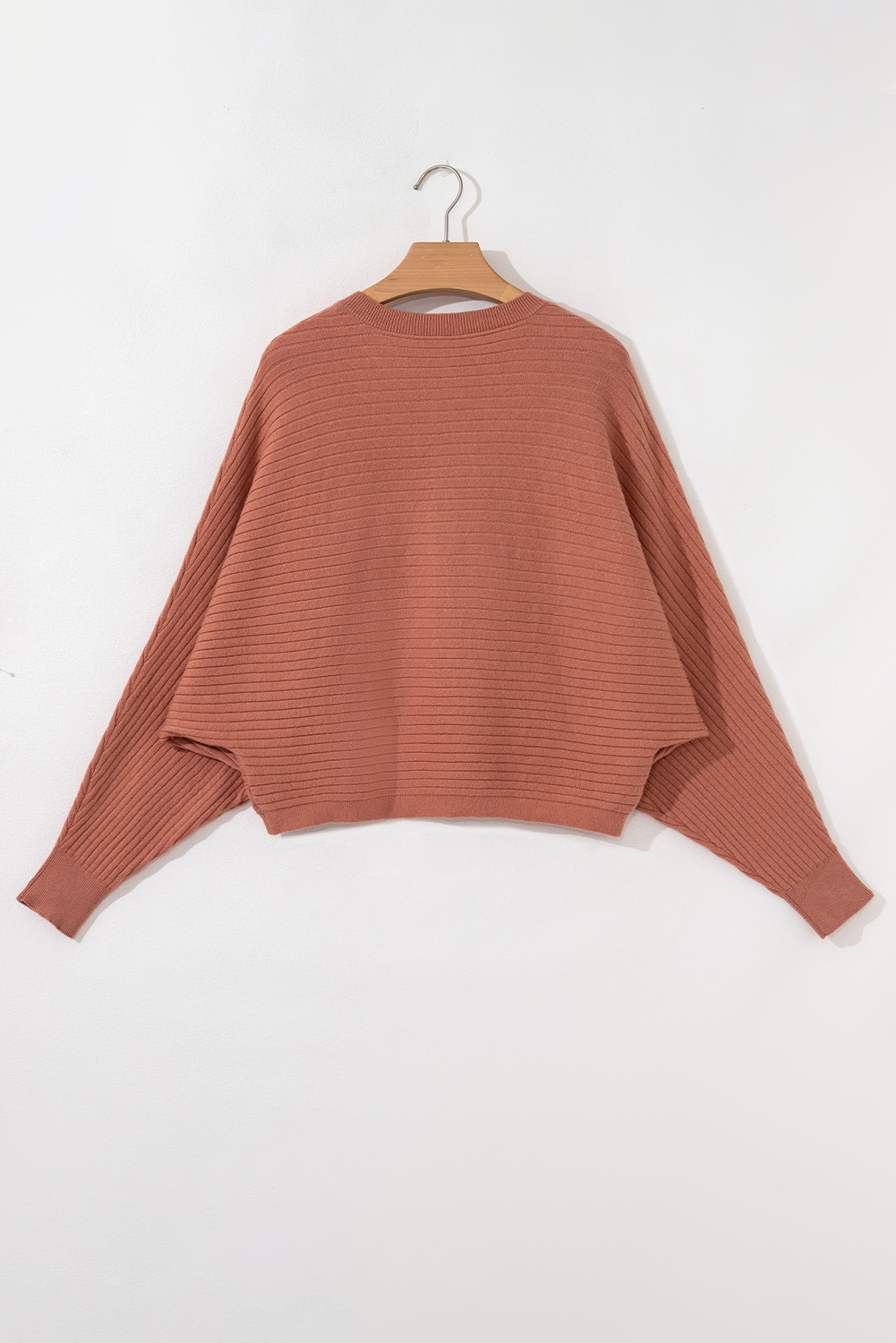 Apricot Pink Wide Rib Knit Button Front Dolman Sleeve Sweater Cardigan - loveforevers