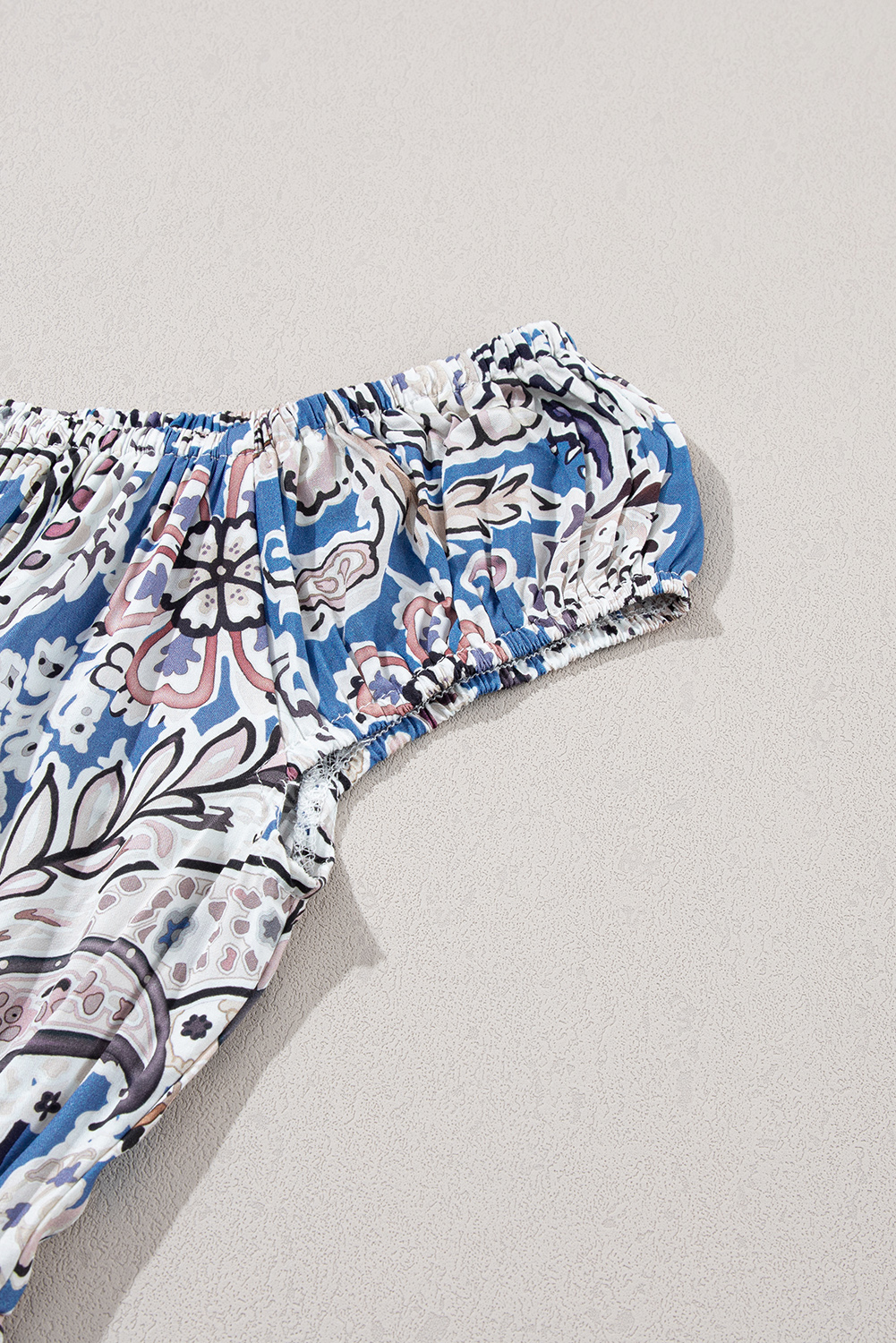 Blue Boho Paisley Print Off Shoulder Maxi Dress - loveforevers