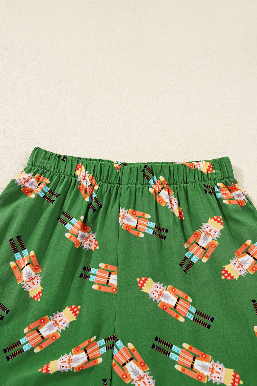 Green Christmas Candy Contrast Trim Bow Knot Silky 2pcs Pajama Set - loveforevers