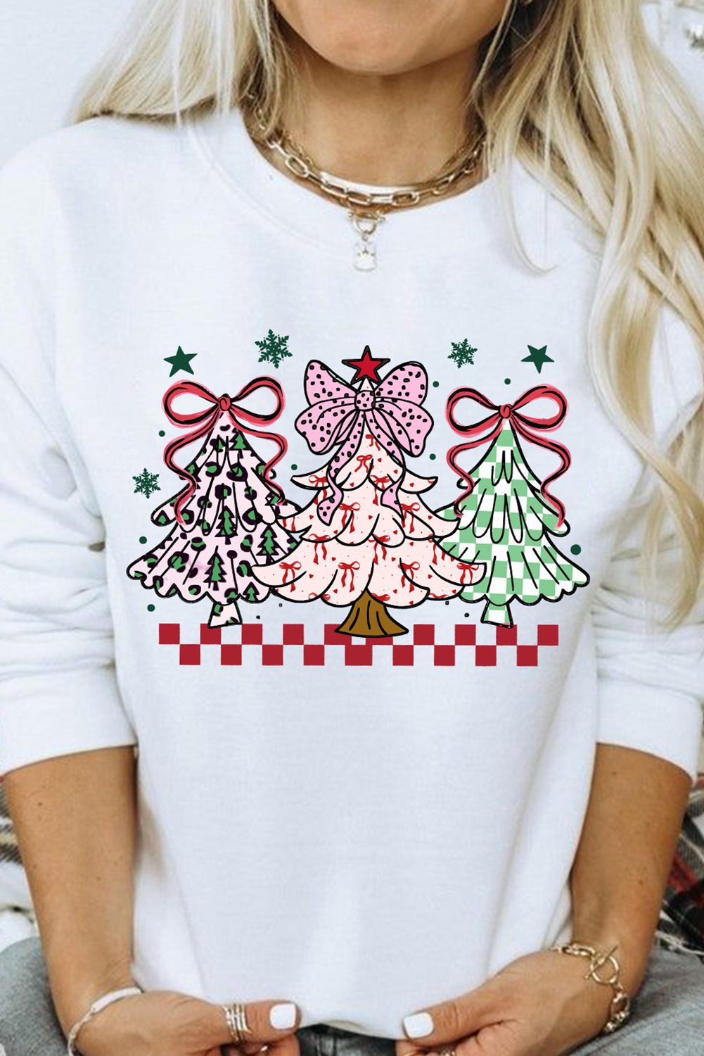 White Christmas Tree Graphic Customized Holiday Sweatshirt - loveforevers