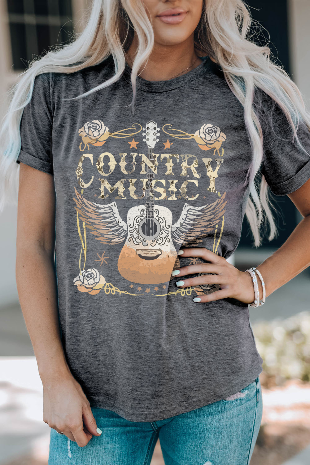 Black Western MAMA Leopard Lightning Graphic Tee - loveforevers