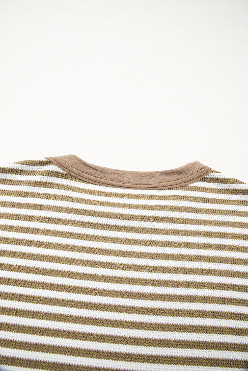 Dearlovers Green Stripe Thermal Knit Drop Shoulder Casual Top - loveforevers
