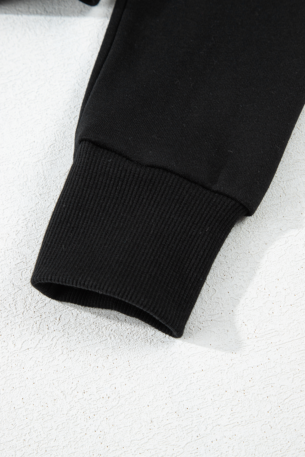 Black Solid Drop Shoulder Drawstring Cropped Hoodie - loveforevers