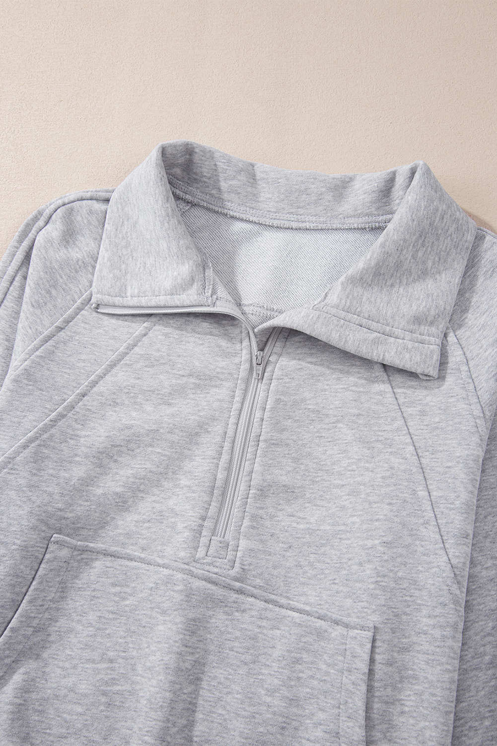 Aruba Blue Quarter Zip Stand Neck Kangaroo Pocket Sweatshirt - loveforevers