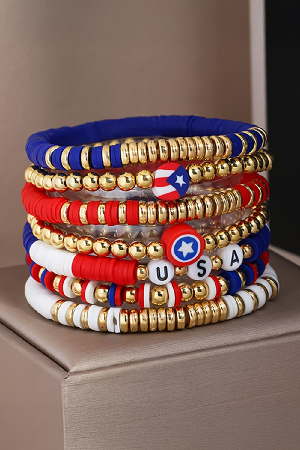 Gold USA Multi Beading Layered Bracelet - loveforevers