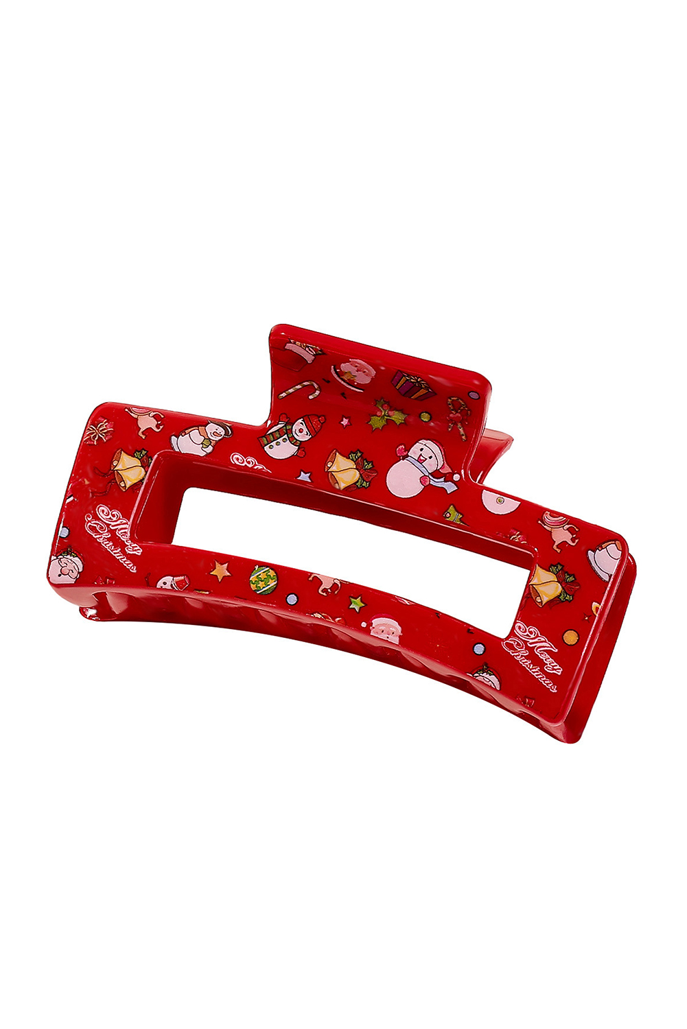 Racing Red Cartoon Christmas Pattern Print Hollow Out Hair Clip - loveforevers