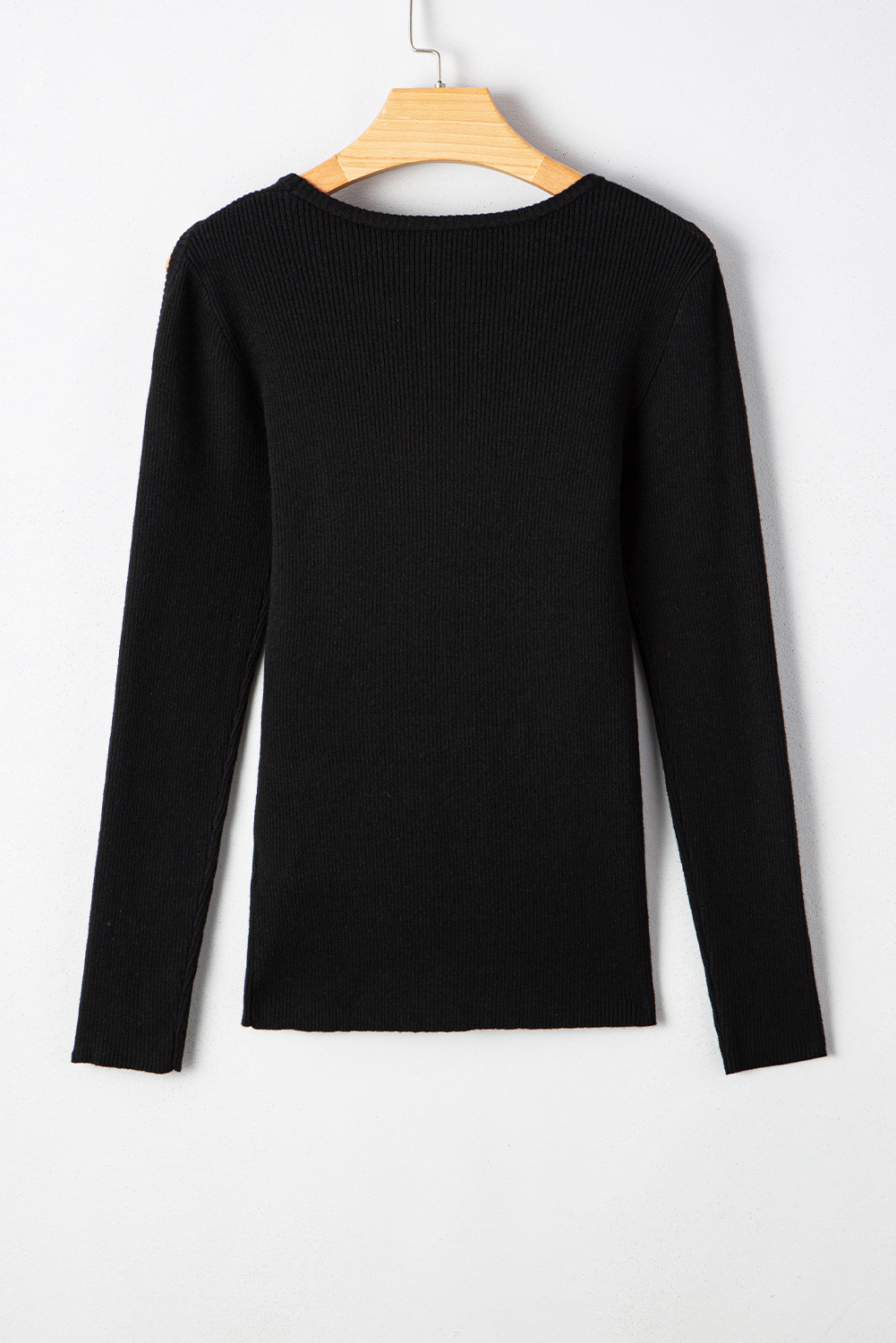 Black Ribbed Knit Cold Shoulder Sweater - loveforevers