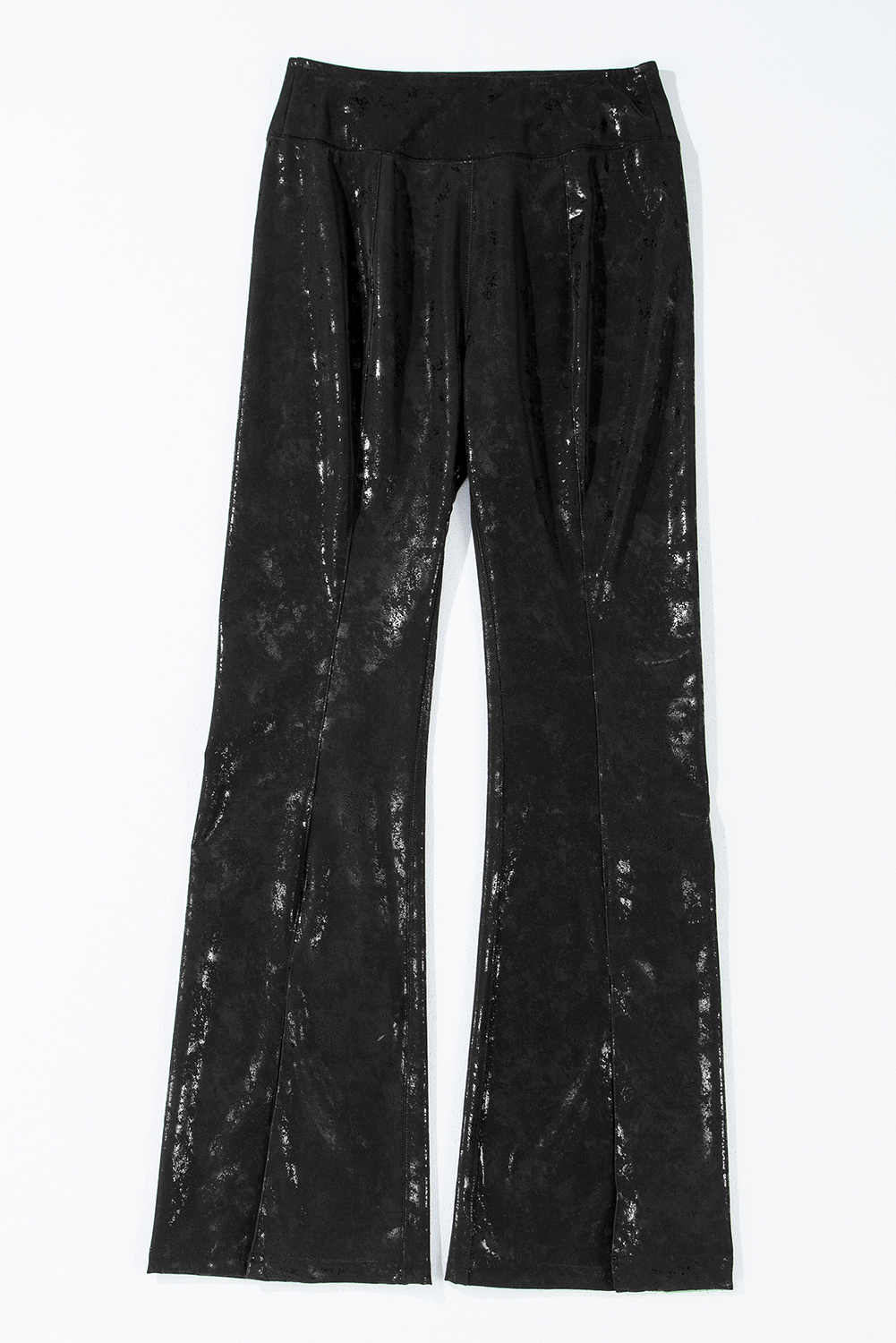 Black Faux Leather Splits High Waist Leggings - loveforevers