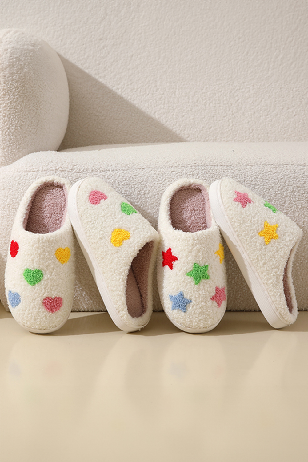 White Star Shape Non-Slip Plush Home Slippers - loveforevers