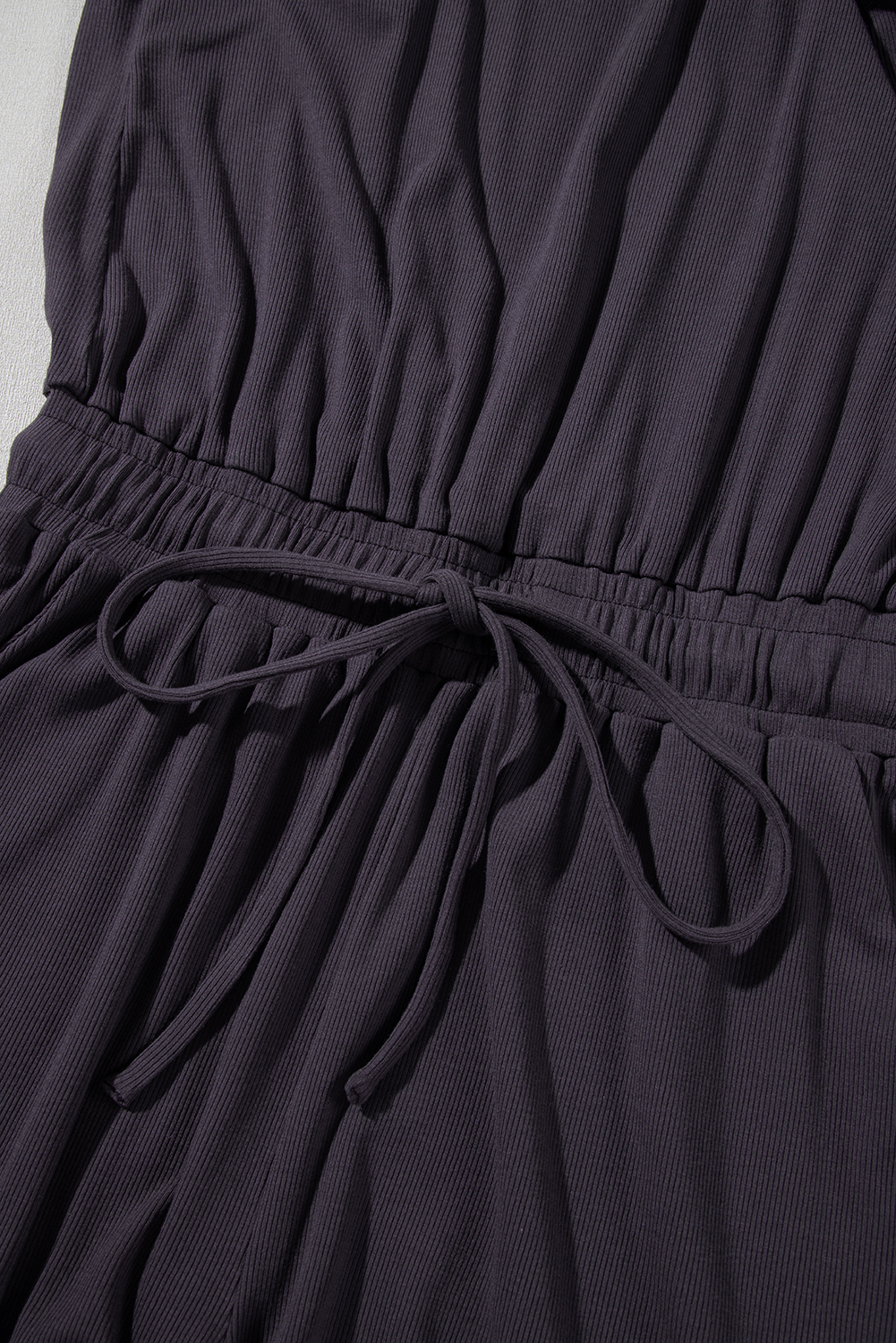 Bristol Black Knit Open Back Cap Sleeve Drawstring Elastic Waistband Romper - loveforevers