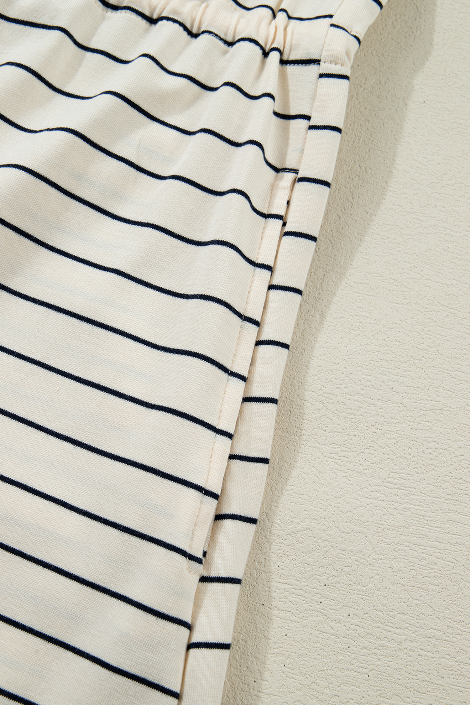 Beige Stripe Drawstring Tunic Tank Mini Dress with Pockets - loveforevers