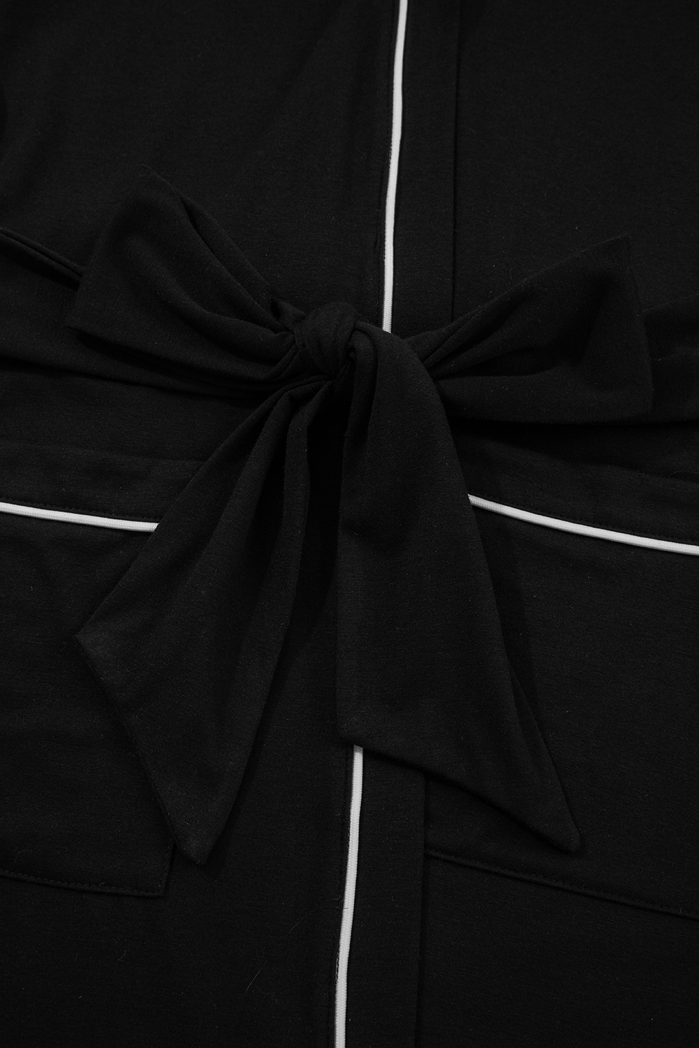 Black Contrast Trim Hooded Lounge Cardigan and Pants Set - loveforevers