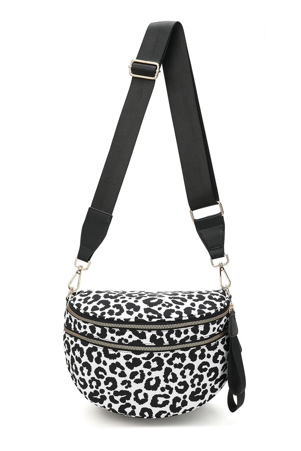 Jungle Green Double Zip Crescent Shape Adjustable Sling Bag - loveforevers