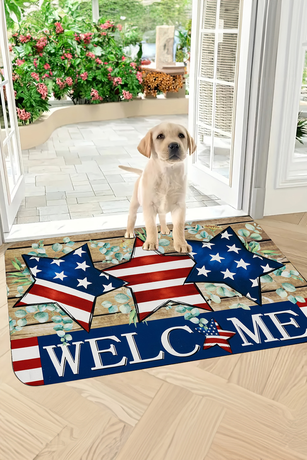 Dark Blue WELCOME American Flag Print Non-slip Entrance Mat - loveforevers