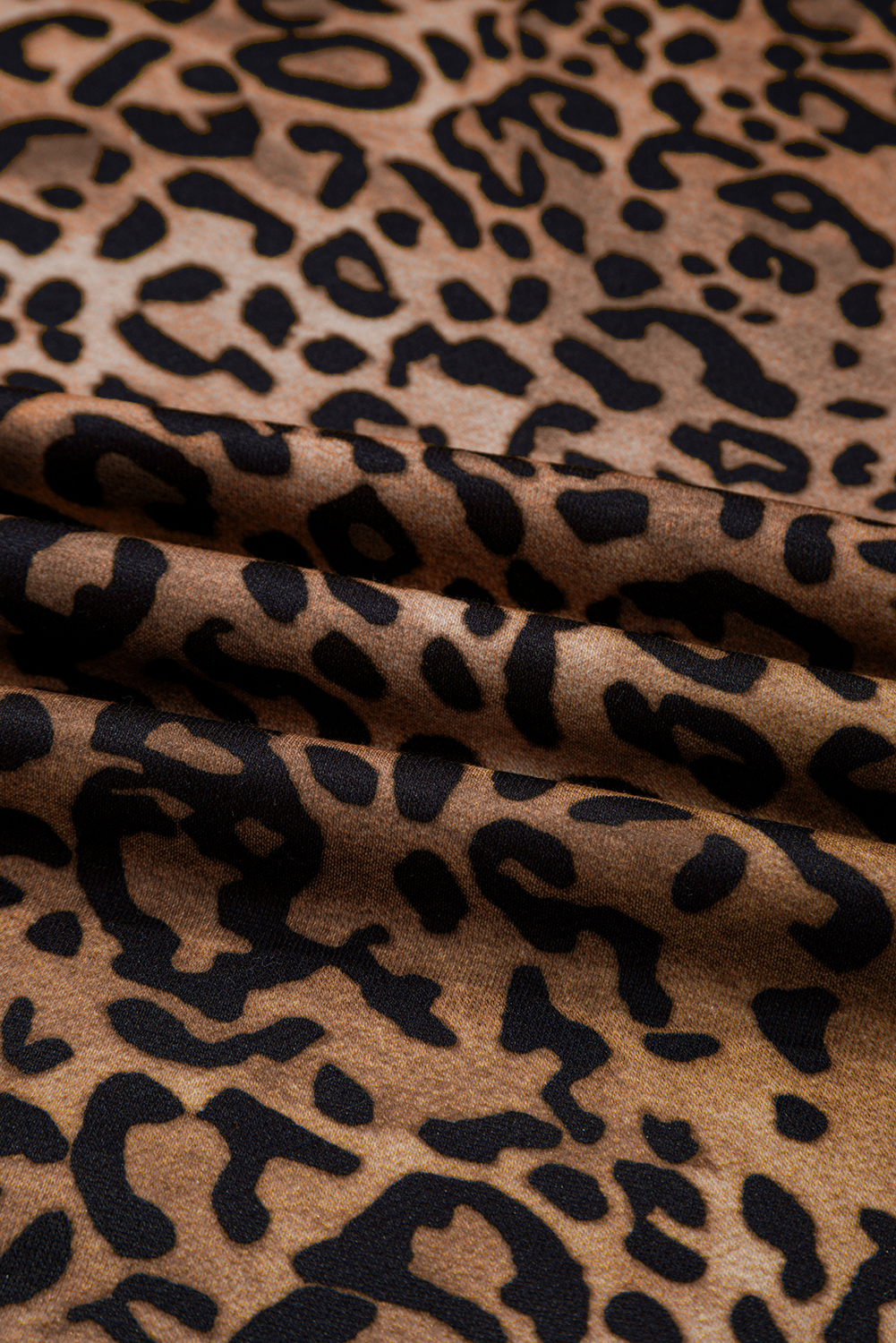 Coffee Leopard Print Contrast Trim Long Sleeve Top and Pants Set - loveforevers