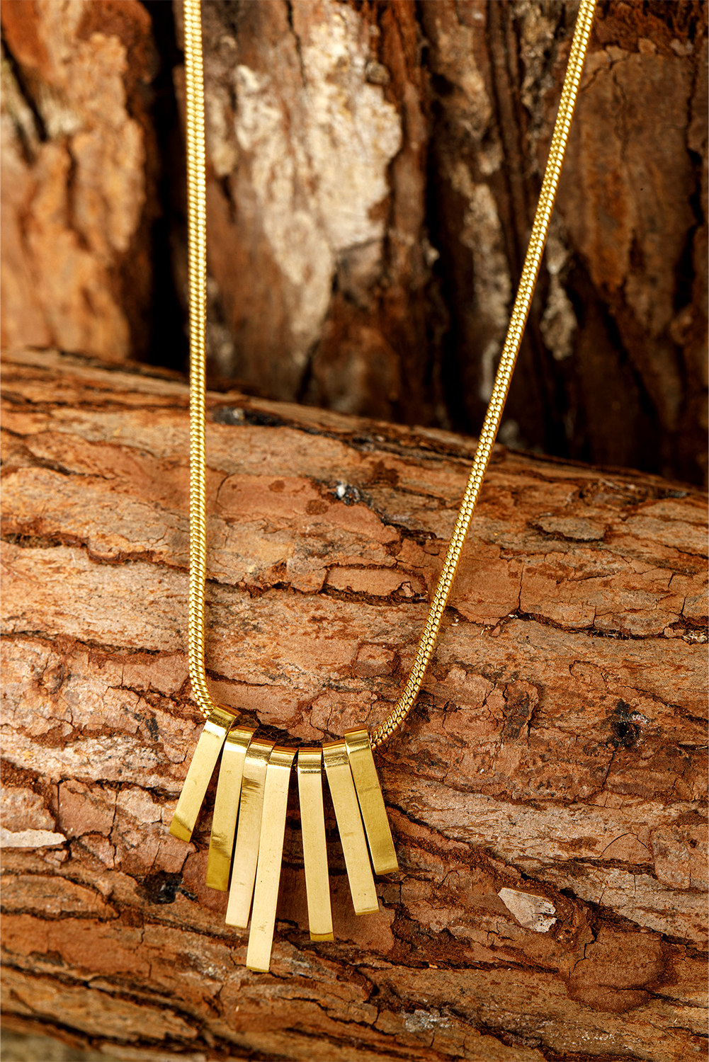 Gold Asymmetric Bar Pendant Plated Alloy Necklace - loveforevers
