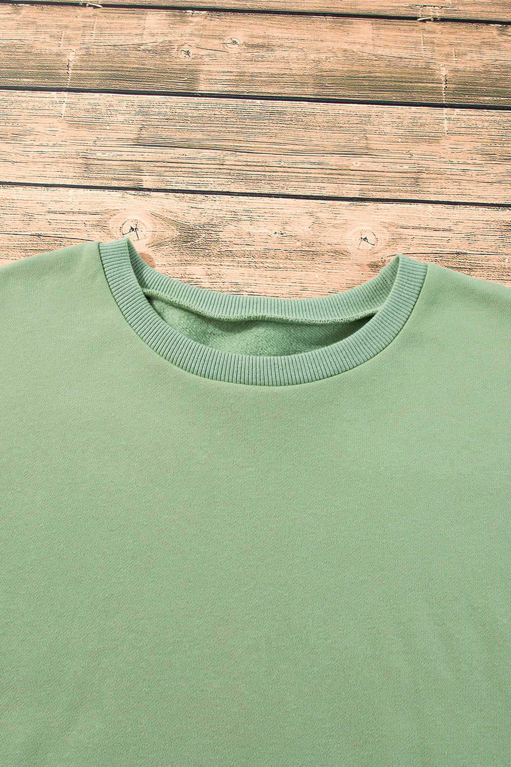 Grass Green Solid Fleece Lined Drop Shoulder High Low Sweatshirt - loveforevers
