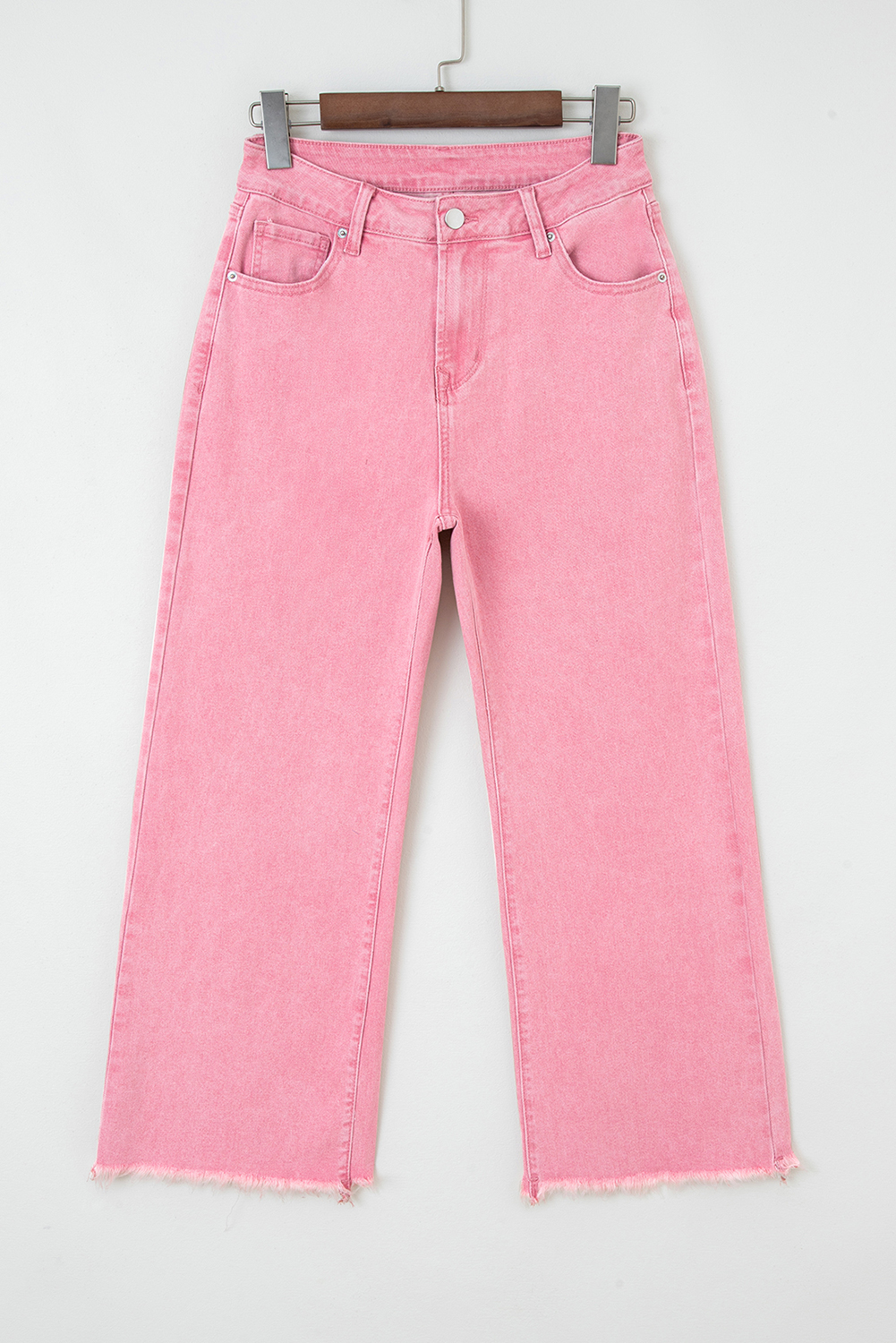 Peach Blossom Acid Washed High Rise Cropped Wide Leg Jeans - loveforevers