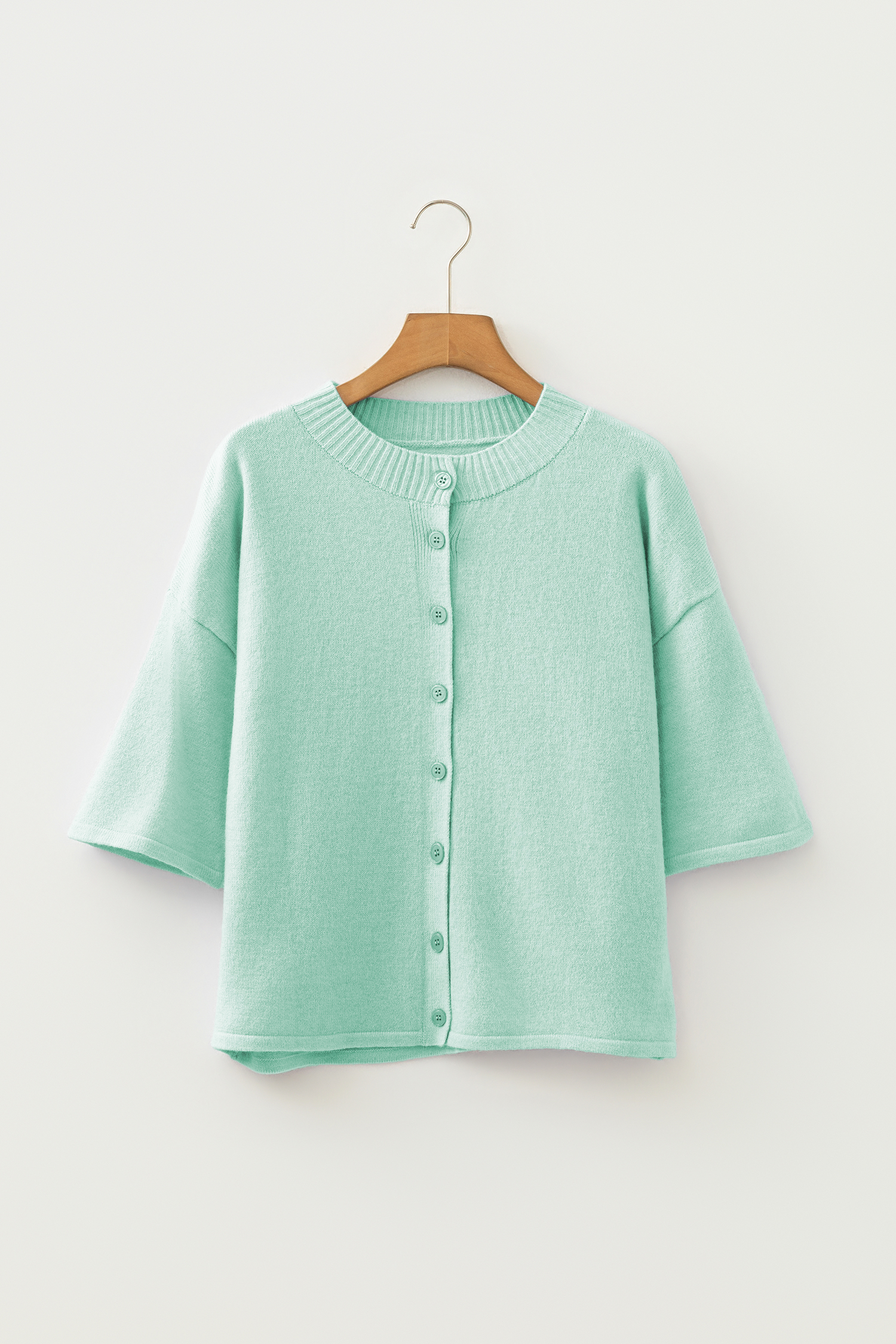 Lavendula 3/4 Sleeve Boxy Knit Button Down Sweater Cardigan - loveforevers