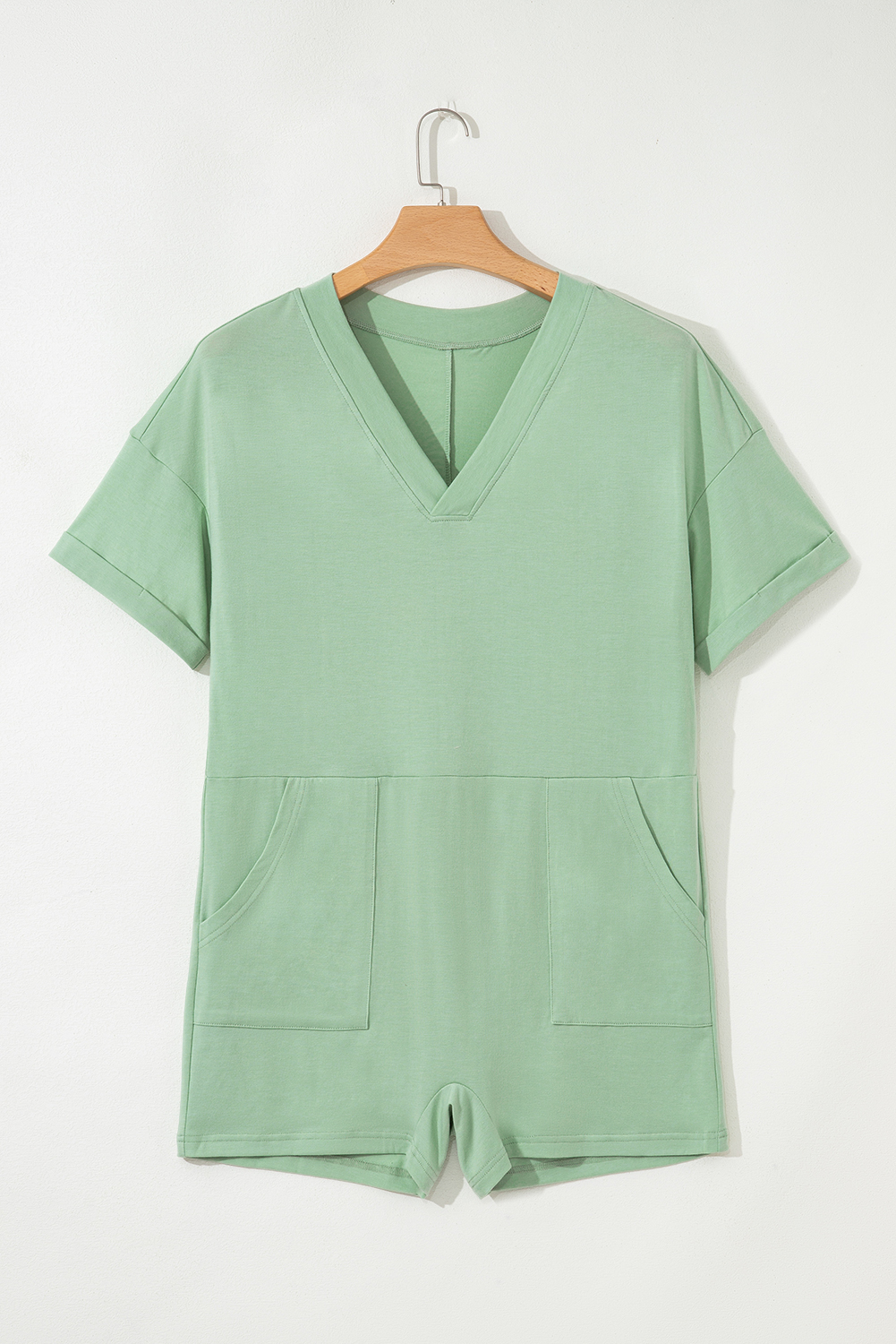 Bonbon Loose Half Sleeve V Neck Knit Romper - loveforevers