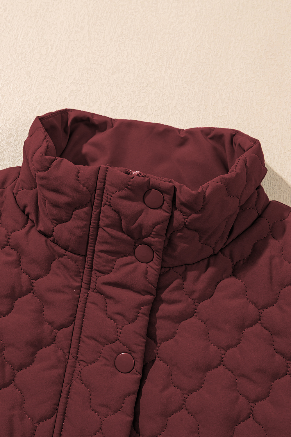 Wild Ginger Flower Shape Quilted Snap Button Zip Up Winter Vest - loveforevers