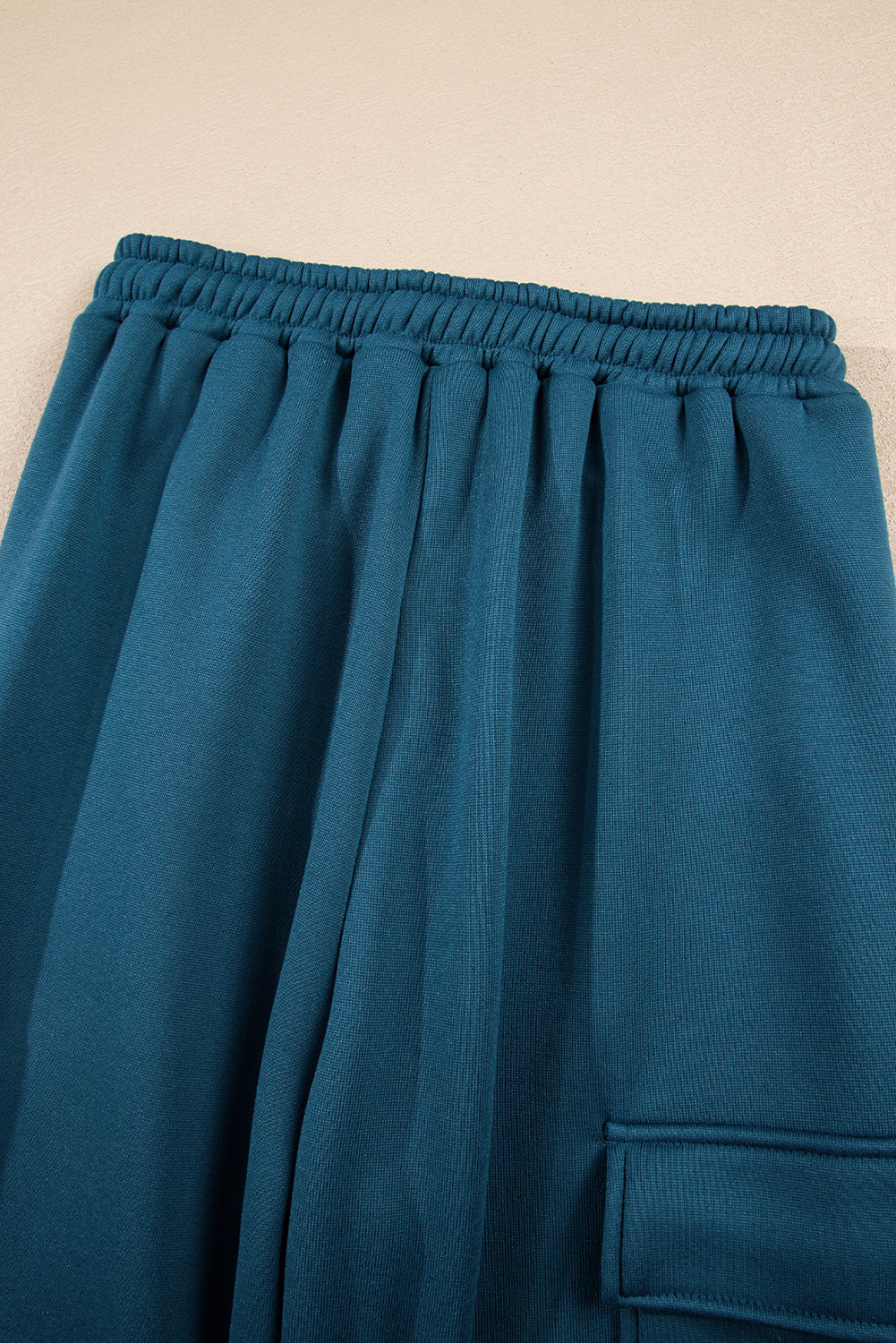 Peacock Blue Cozy Hooded Sweatshirt Drawstring Elastic Waistband Cargo Pant Set - loveforevers