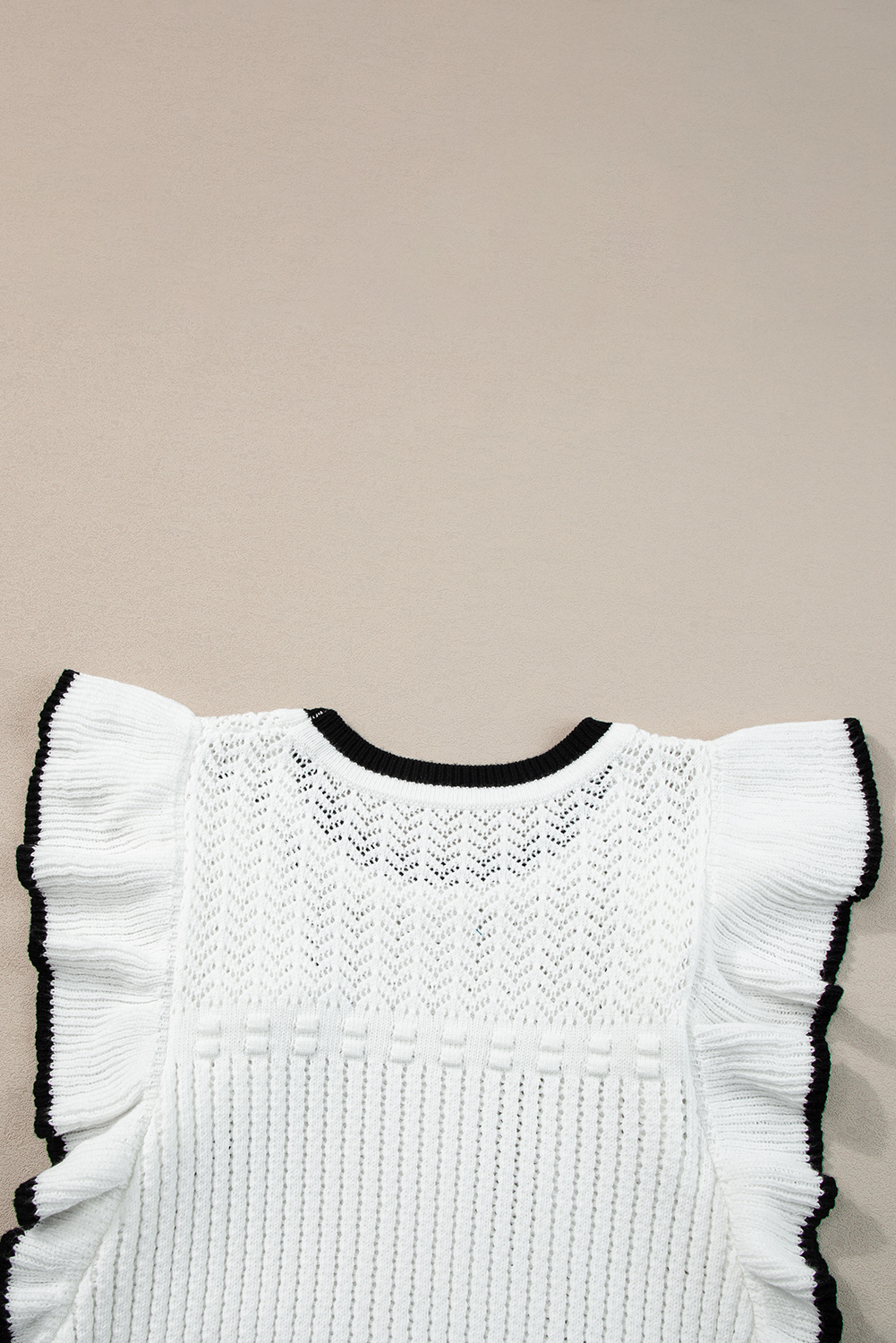 White Crochet Eyelet Flounce Tank Top - loveforevers