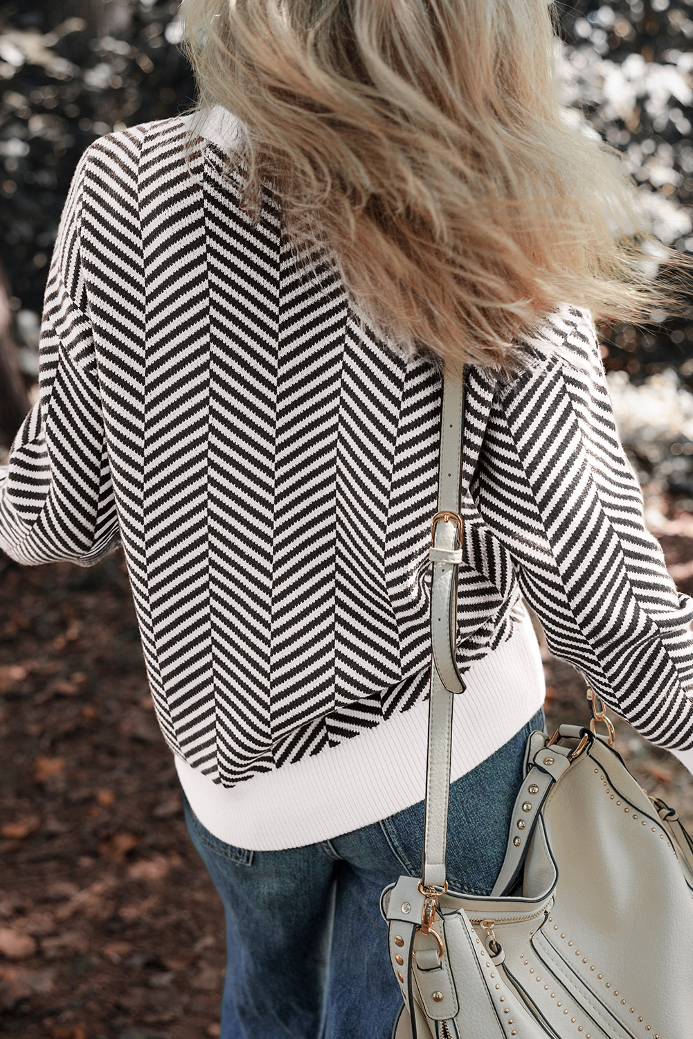 Coffee Contrast Edge Crew Neck Drop Shoulder Sweater - loveforevers