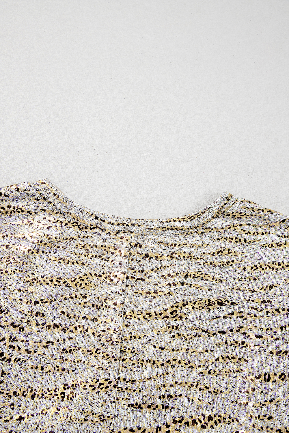Gray Leopard Print Half Sleeve V Neck Loose Fit T Shirt - loveforevers