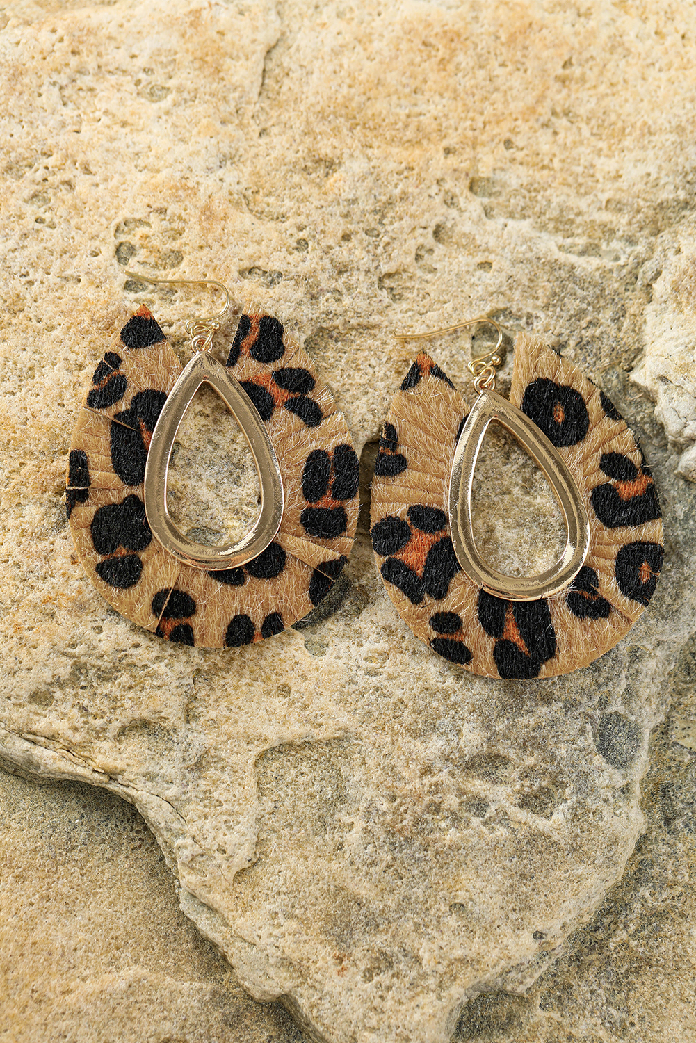 Chestnut Leopard Print Hollow Out Drop Earrings - loveforevers