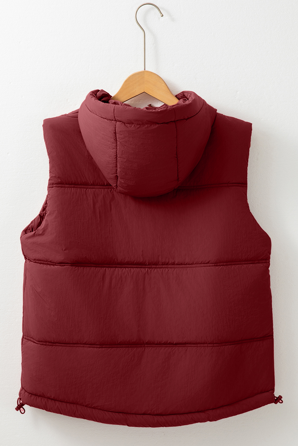 Clay Zip-up Side Pockets Hooded Puffer Vest - loveforevers