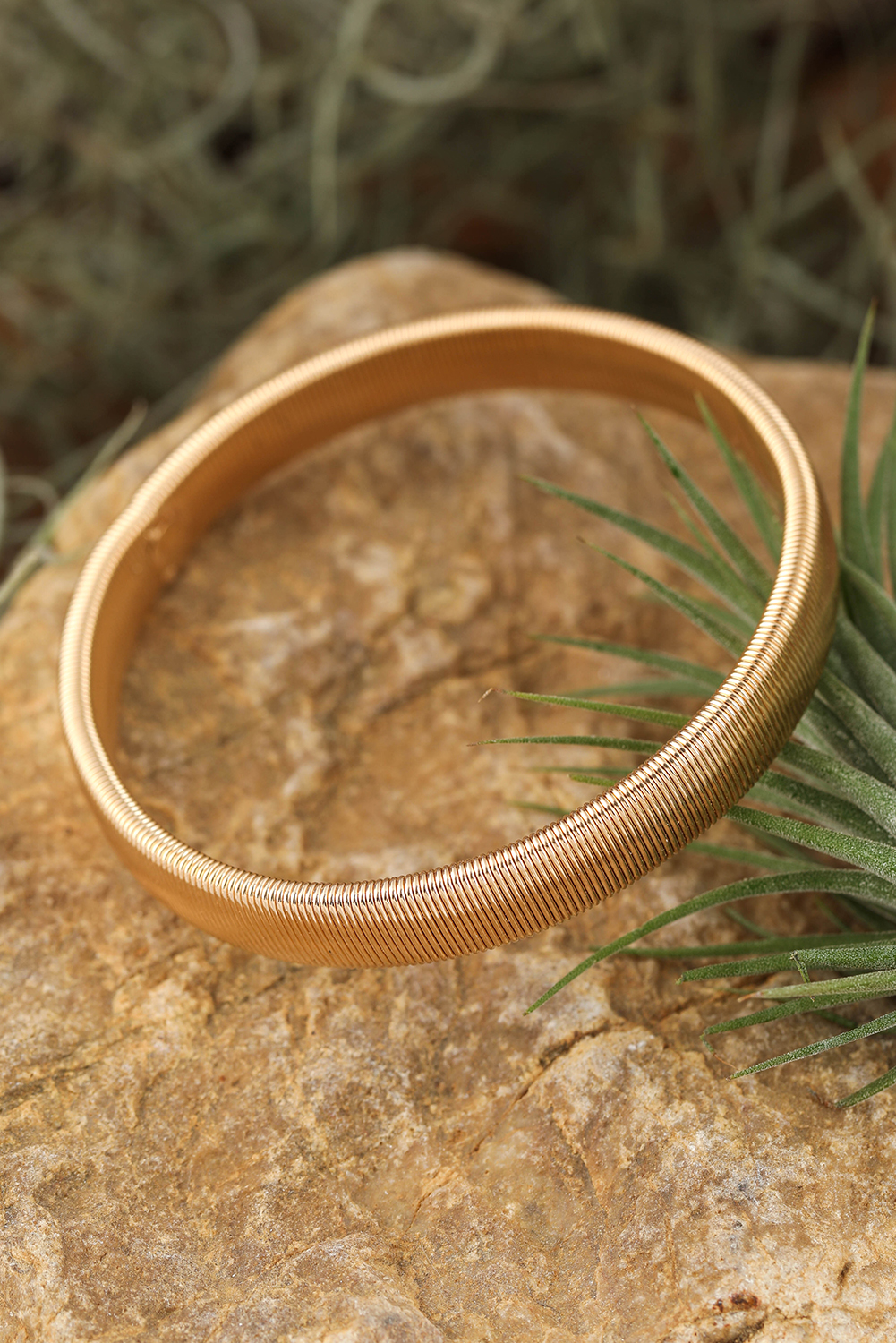 Gold Stretchy Plated Metal Wide Bangle - loveforevers