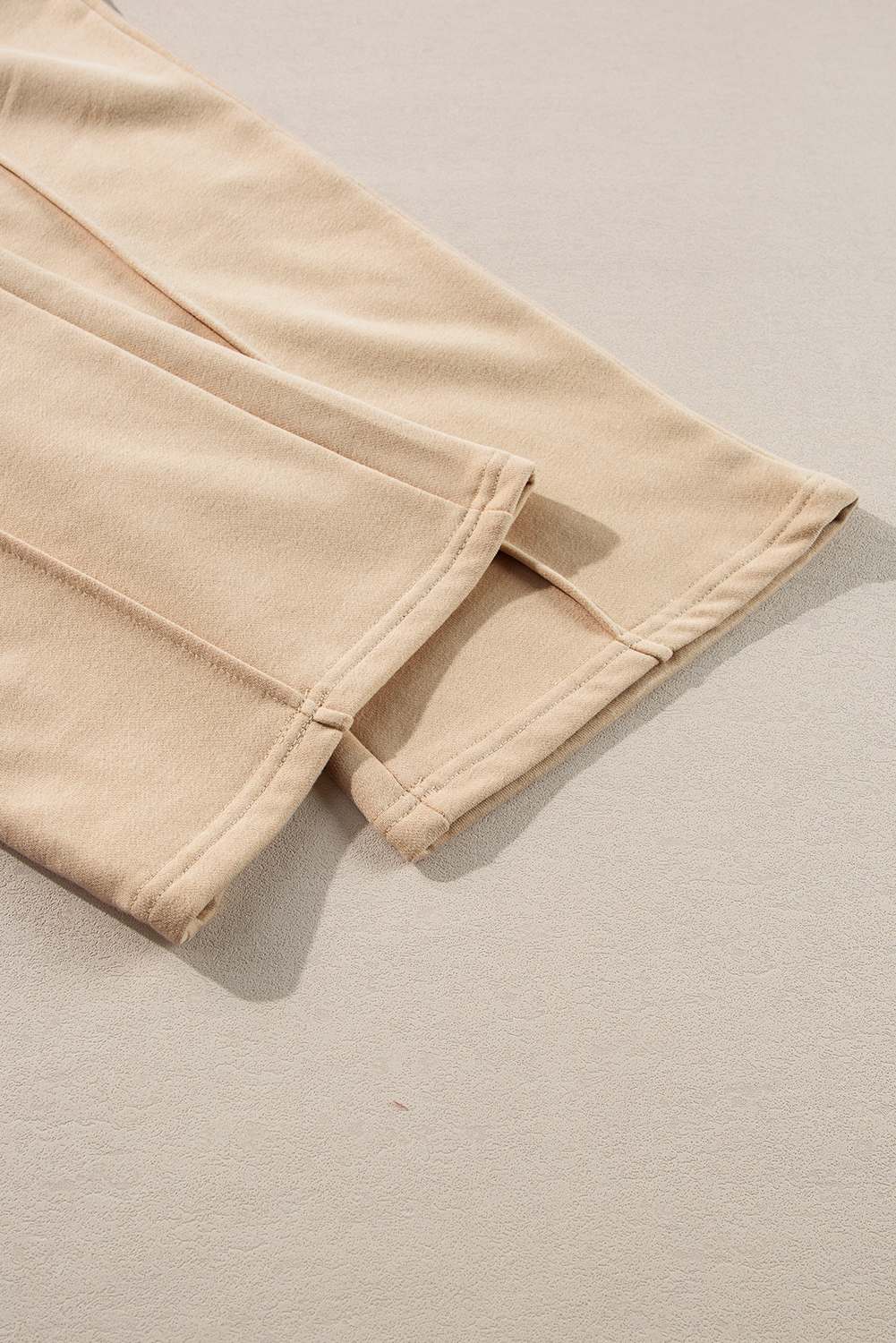 Apricot Solid Seamed Zipper Jacket and Drawstring Waist Pants Set - loveforevers