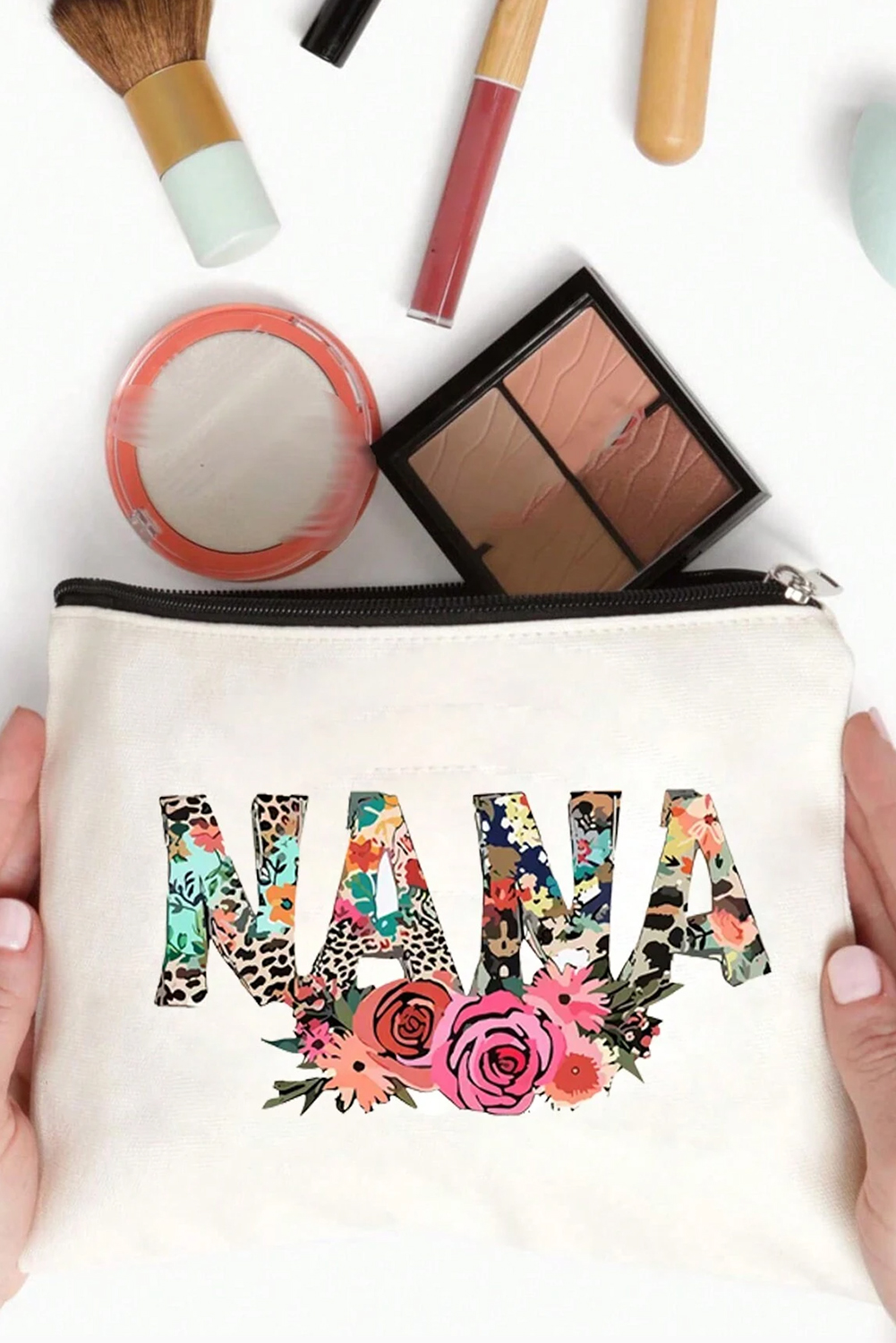 White TEACHER Graphic Print Zipper Cosmetic Bag - loveforevers