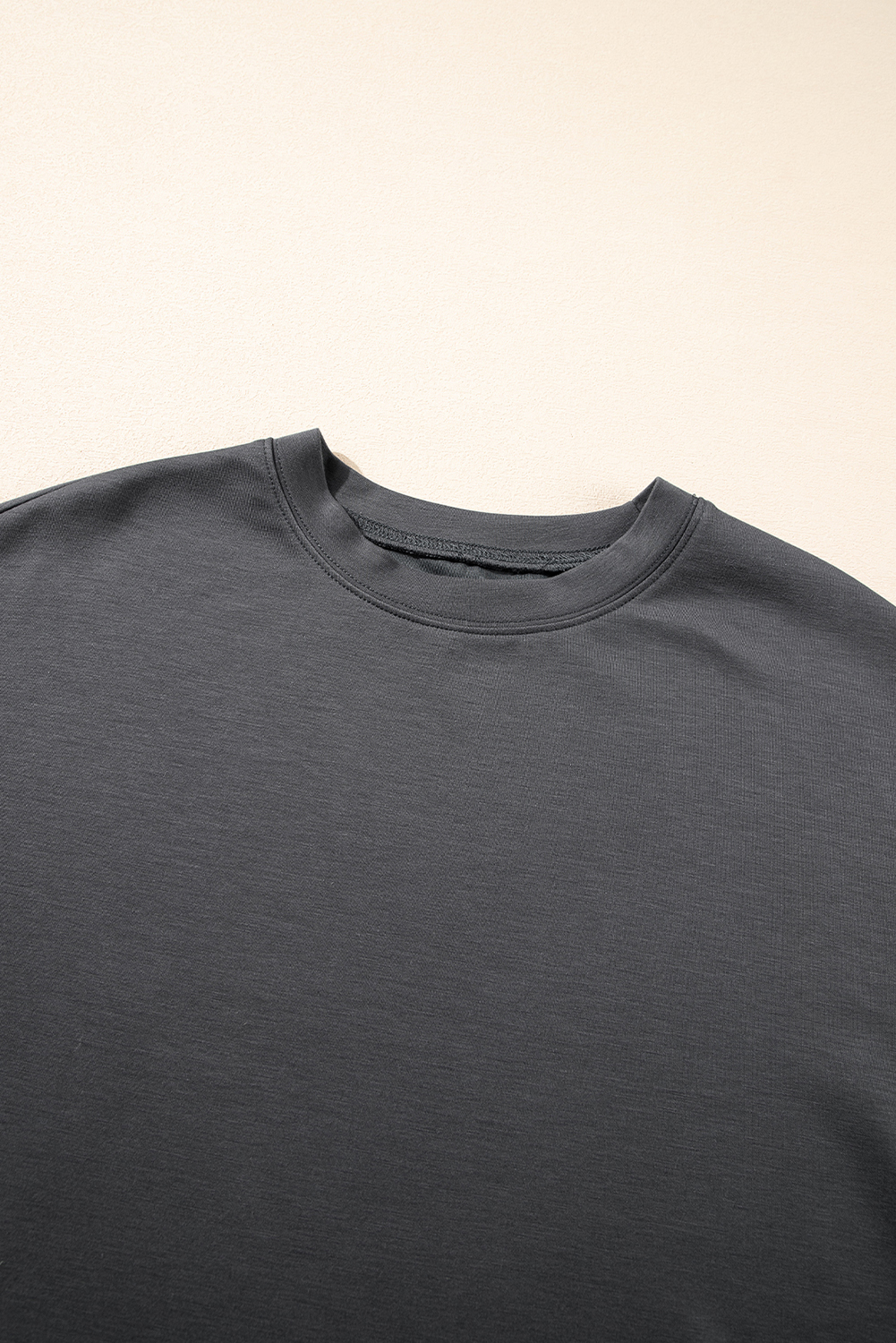 Dark Grey Drawstring Side Crewneck Tee and Loose Pants Set - loveforevers