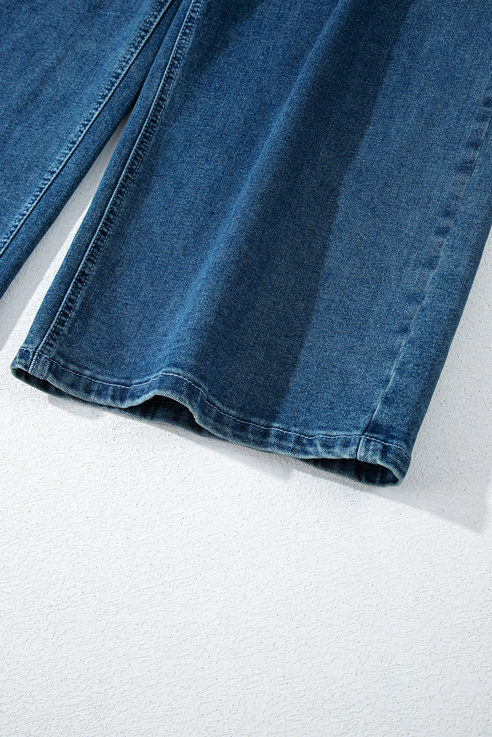 Dusk Blue Adjustable Tie Straps Cropped Wide Leg Denim Overalls - loveforevers