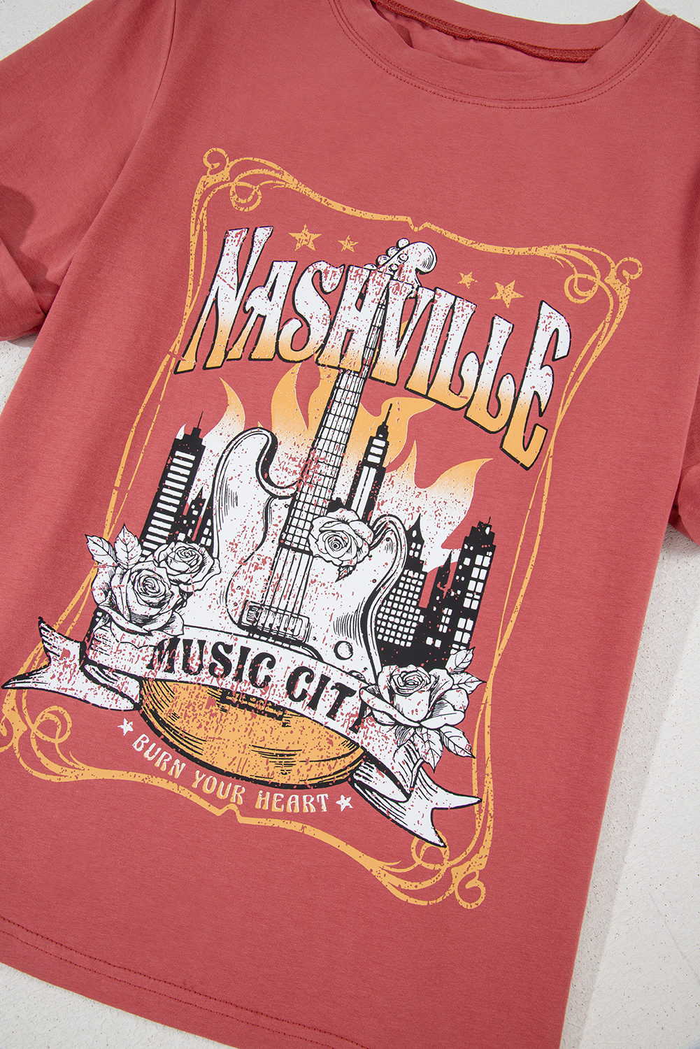 Mineral Red Nashville Music City Graphic Retro Fashion Tee - loveforevers