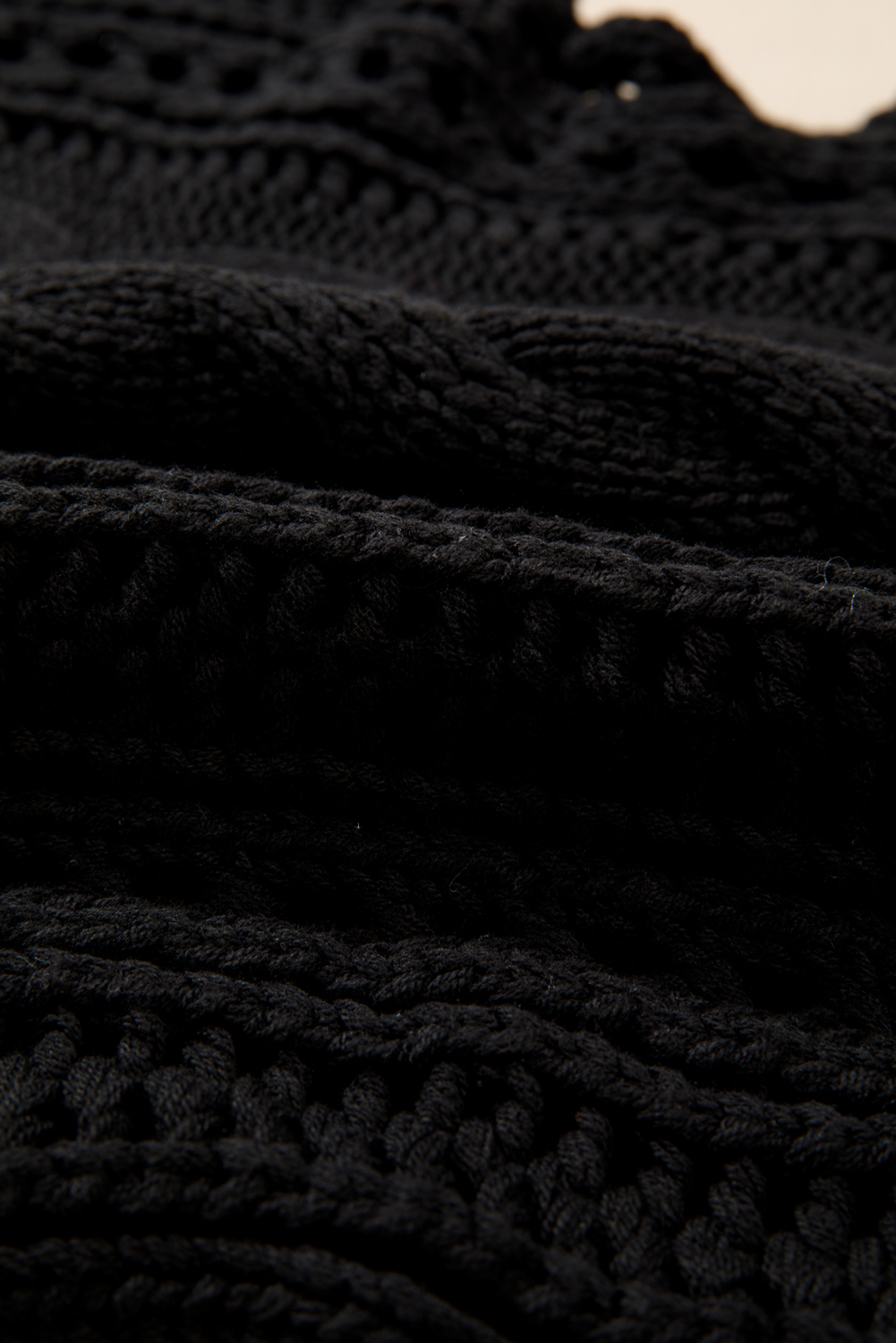 Blackish Green Hollow-out Cable Knit Cropped Sweater - loveforevers