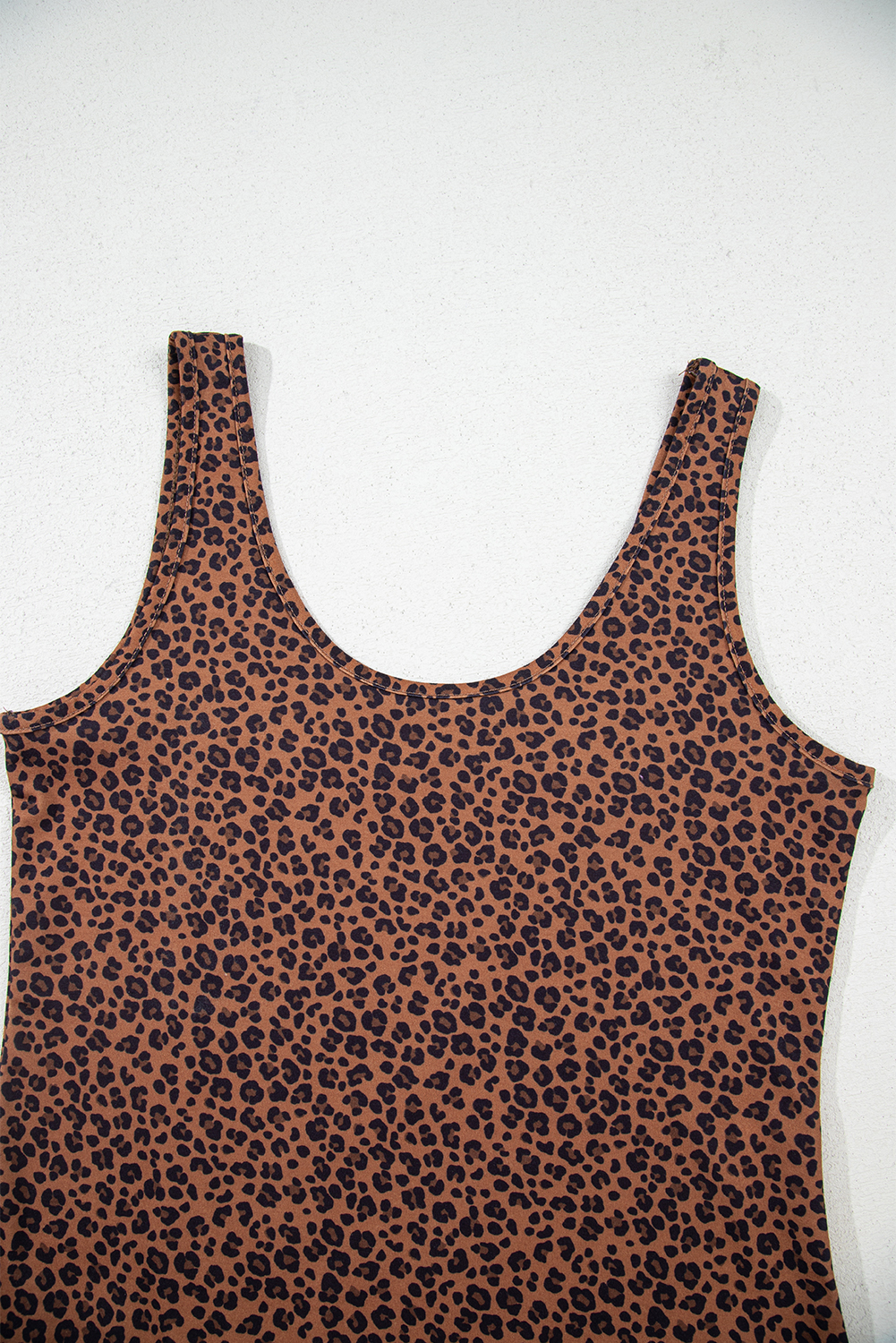 Brown Leopard Printed Sleeveless Scoop Neck Bodysuit - loveforevers