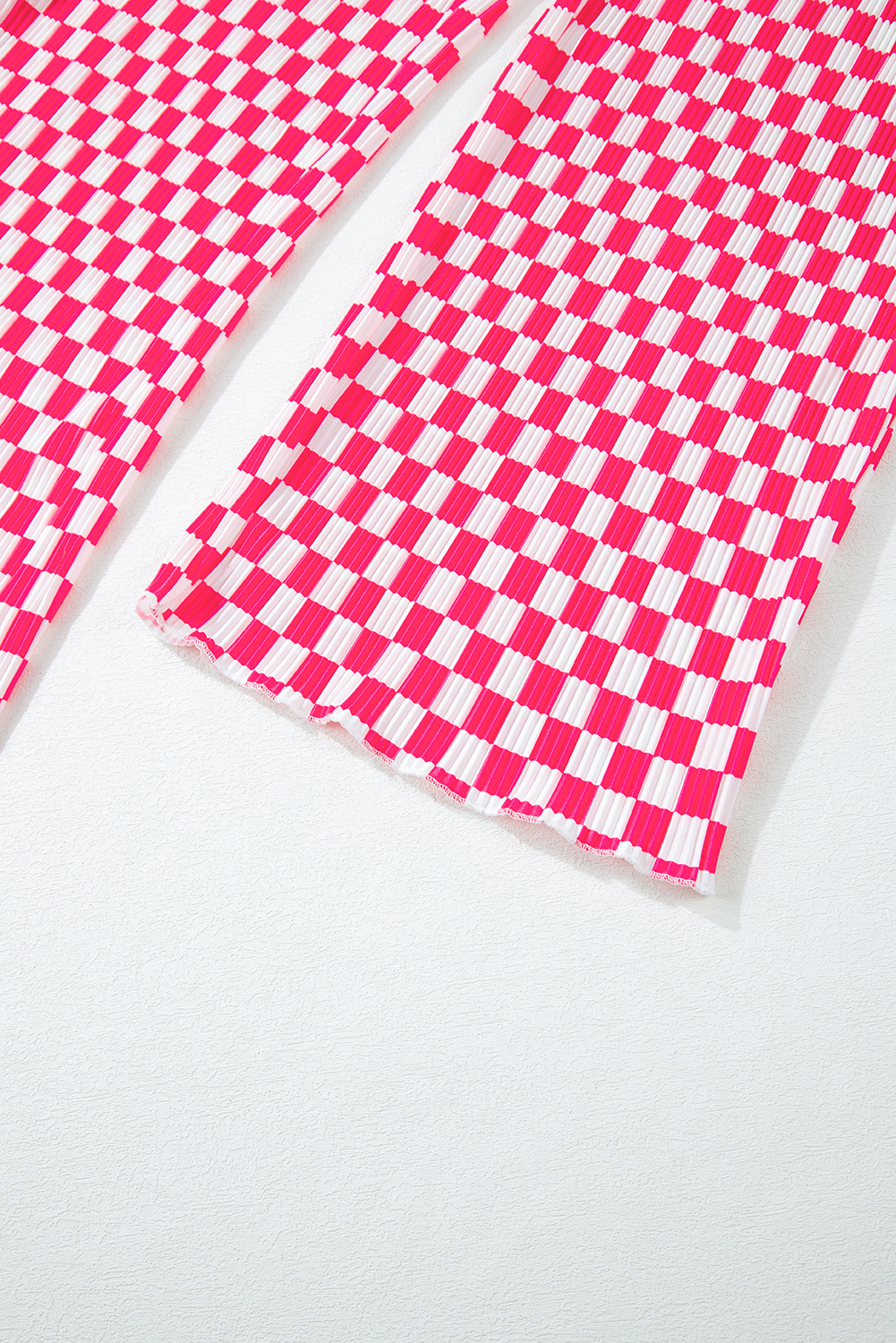 Pink Checkered Buttoned Shirt and High Waist Pants Pajama Set - loveforevers