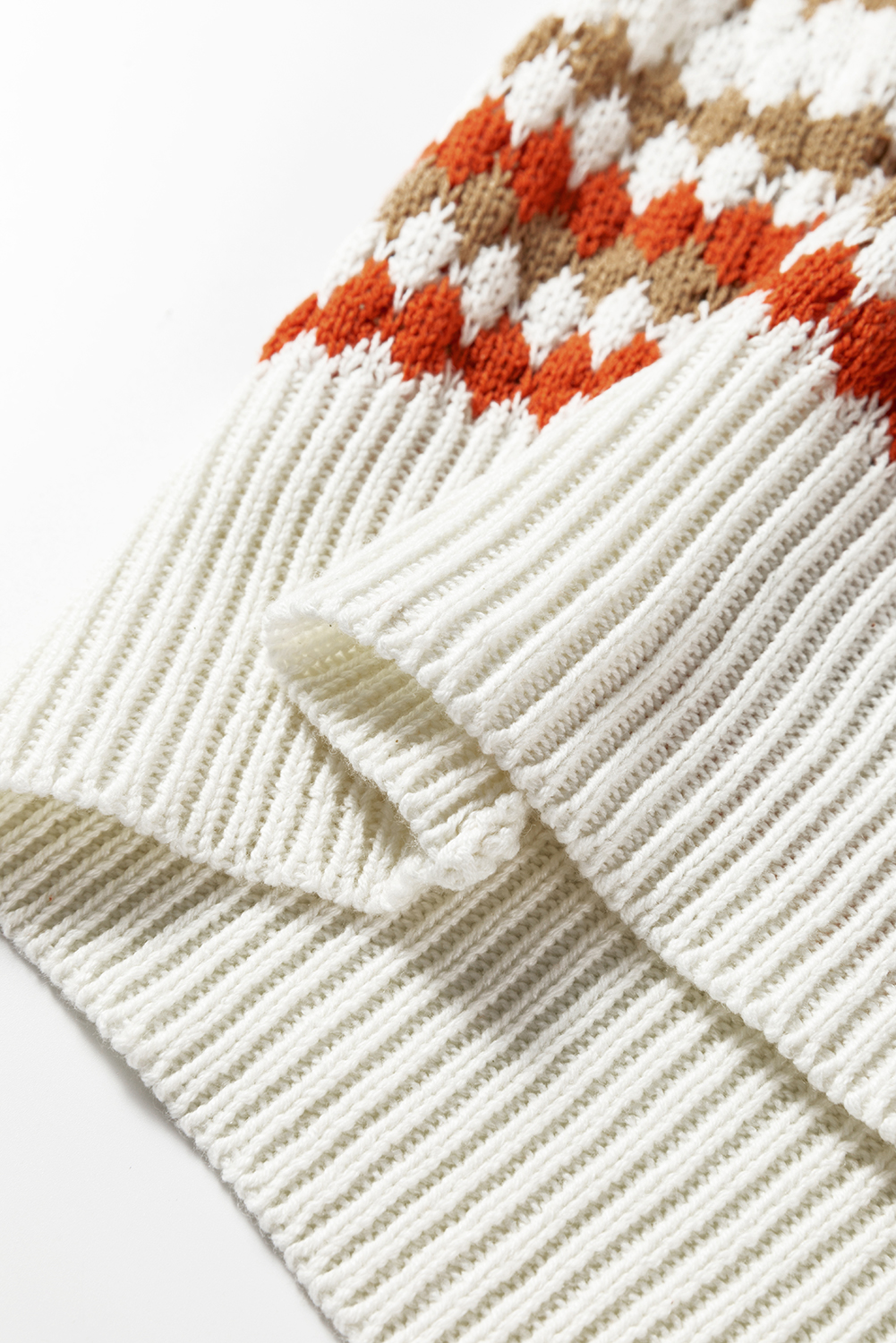 Brown Stripe Eyelet Patterned Drop Shoulder Sweater - loveforevers