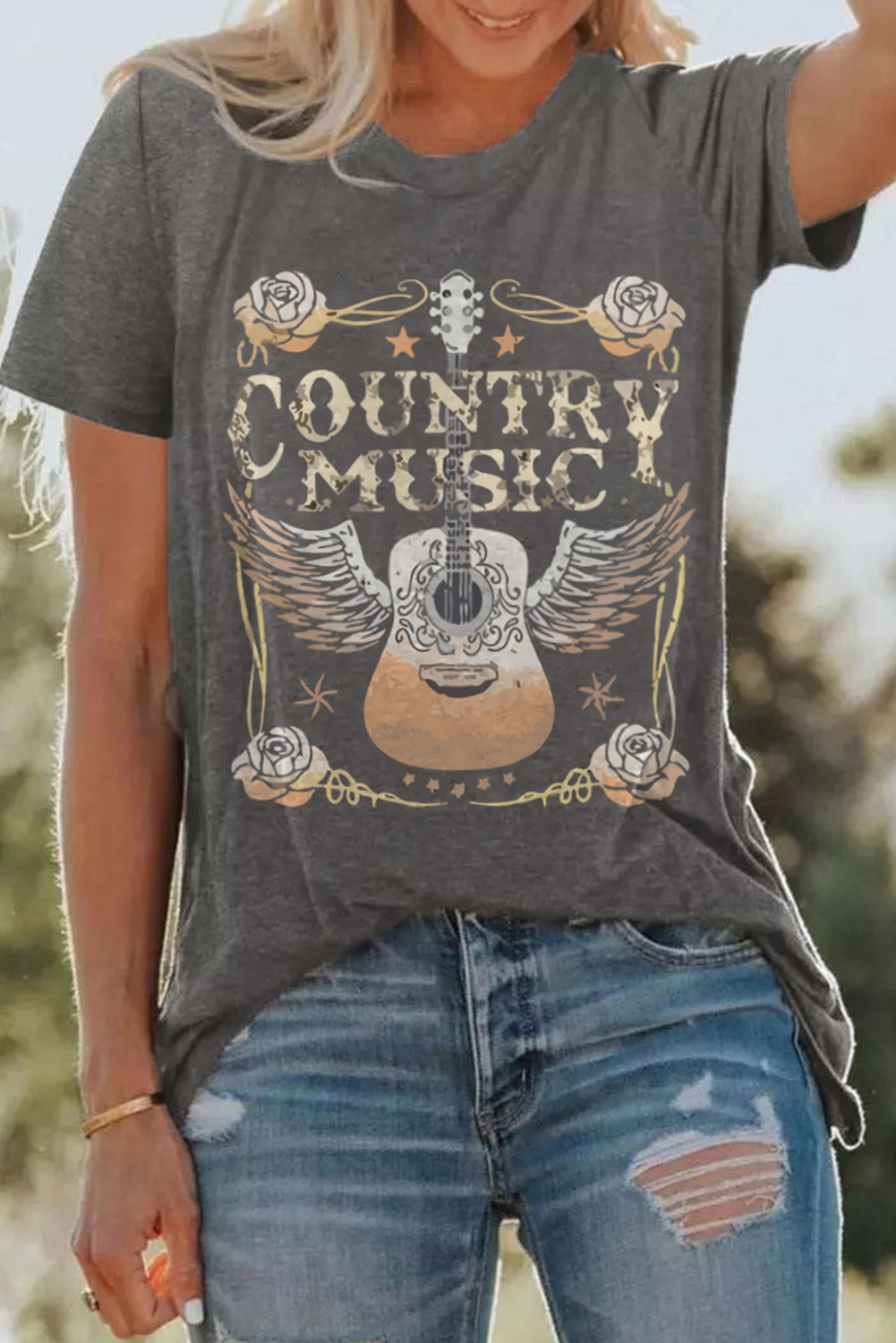 Black Western MAMA Leopard Lightning Graphic Tee - loveforevers