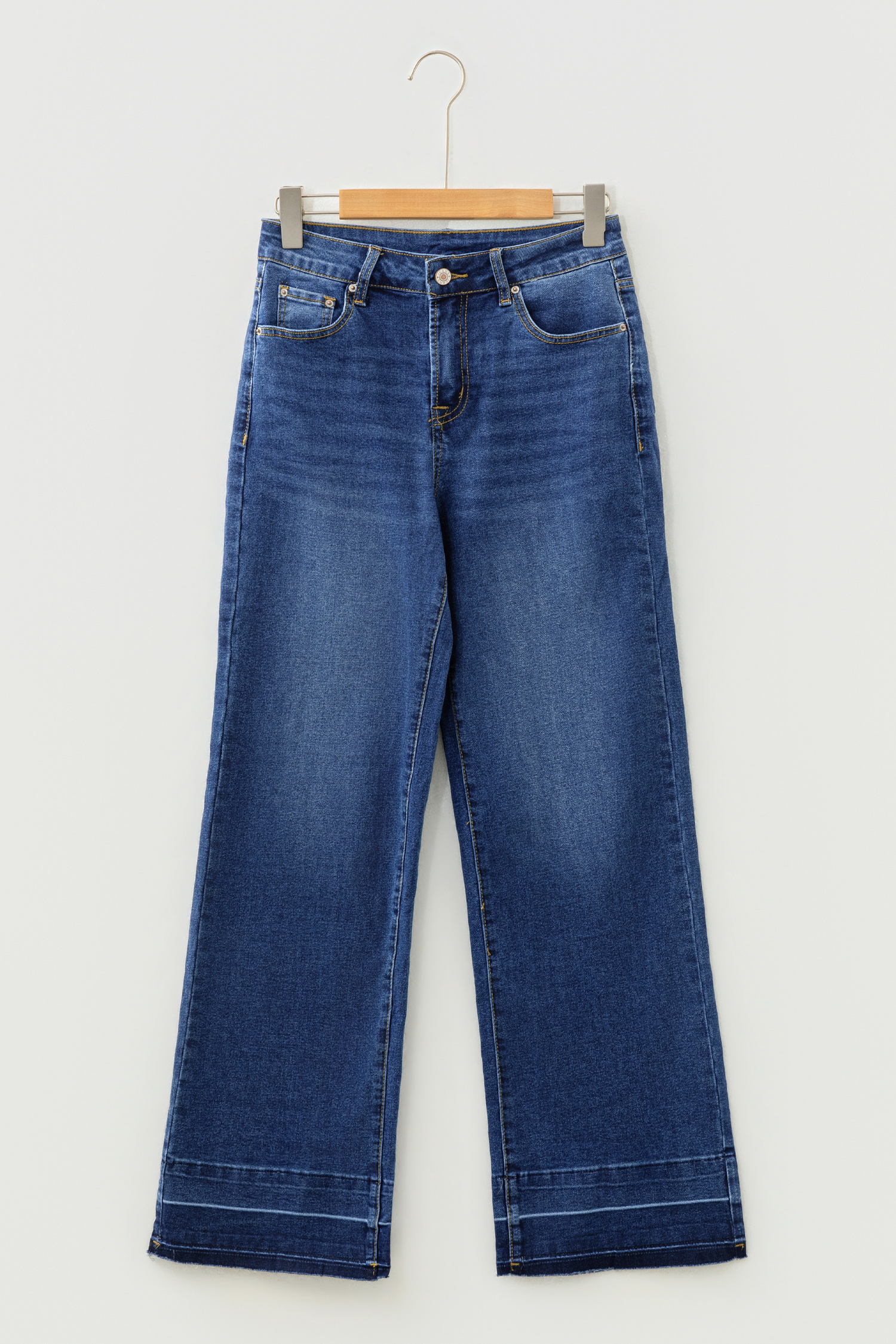 Real Teal Raw Hem Unique Cuffs Straight High Rise Loose Jeans - loveforevers