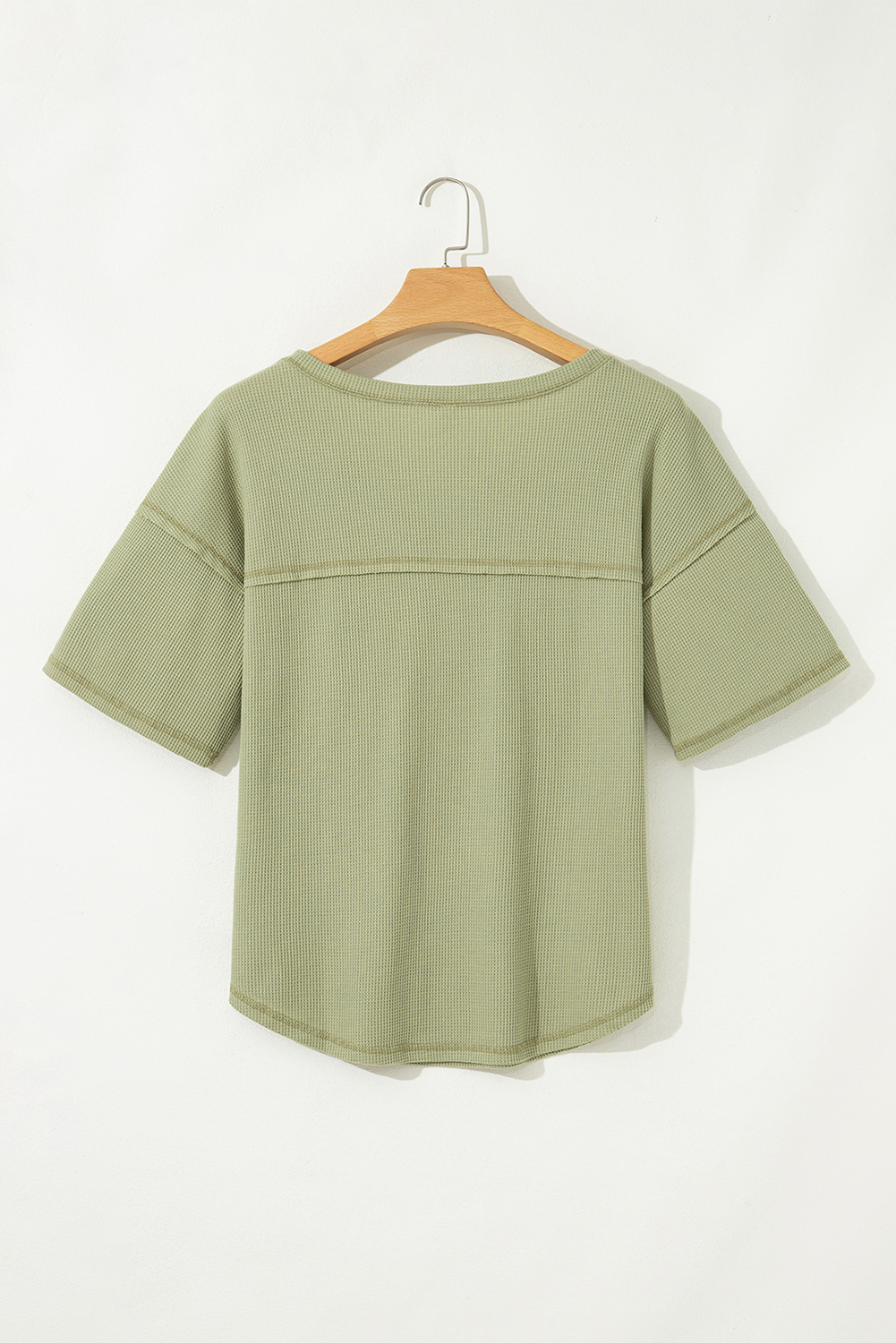 White Exposed Seam Half Sleeve Knitted V Neck Textured Top - loveforevers