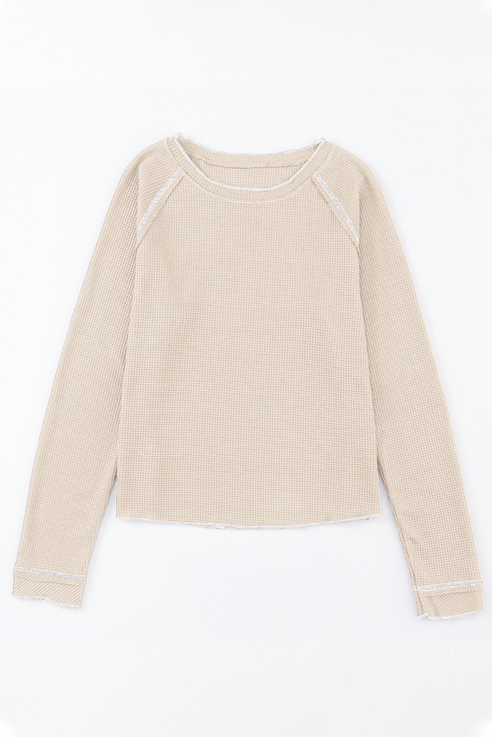 Smoke Gray Textured Round Neck Long Sleeve Top - loveforevers