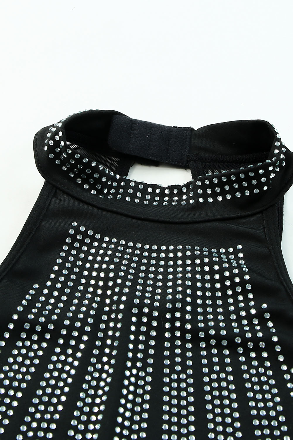 Black High Neck Sleeveless Diamante Bodysuit - loveforevers