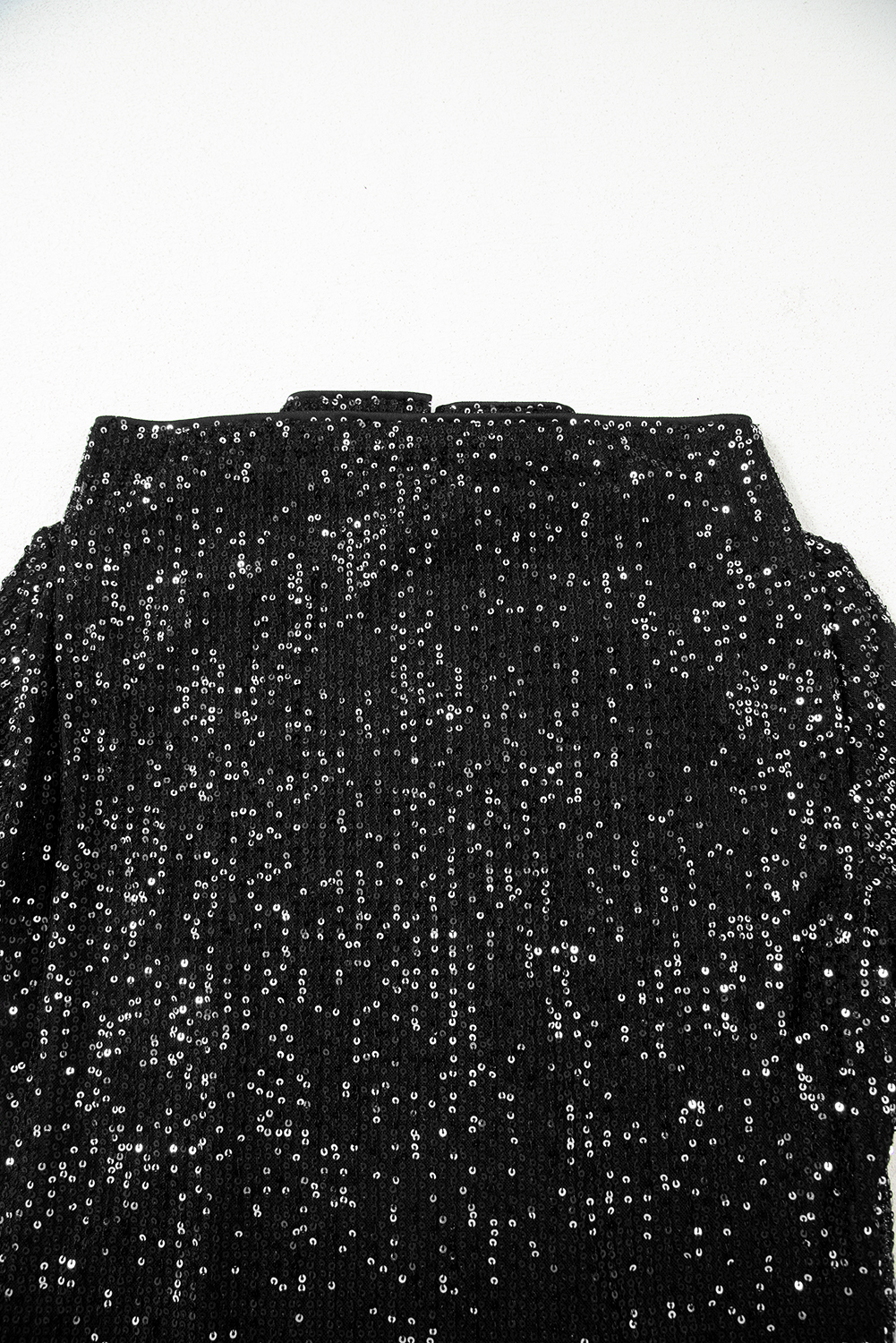 Jet Stream Sequin Mock Neck Drape Open Back Bell Sleeve Top - loveforevers