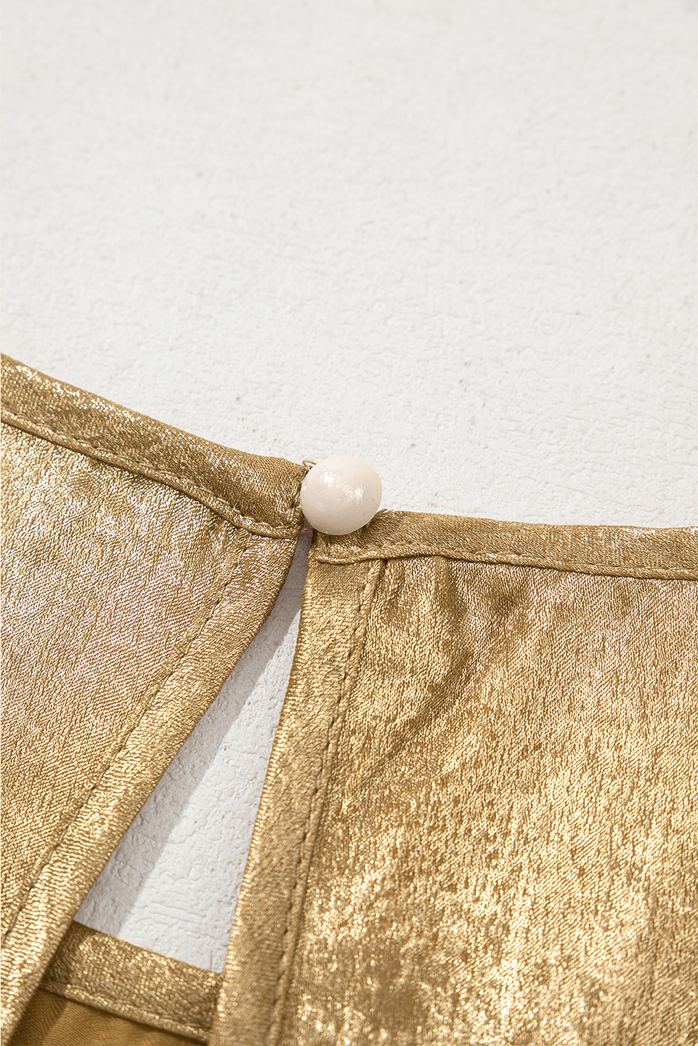 Gold Metal Textured Round Neck Casual Tank Top - loveforevers